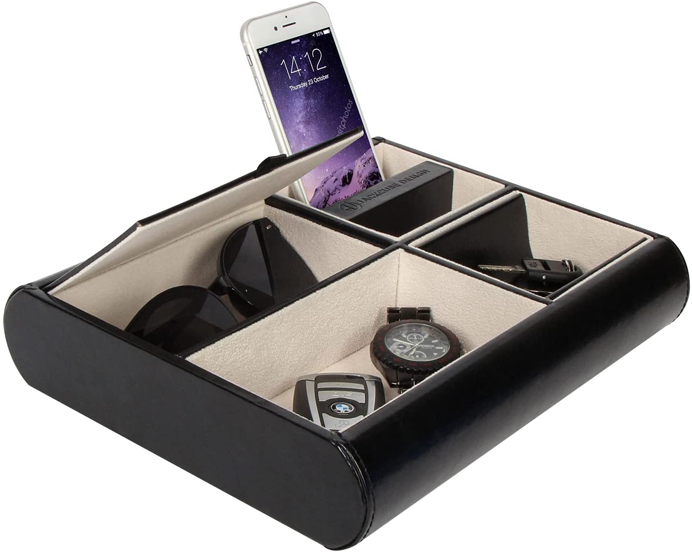 Jackcube Design Dressroom vassoio svuotatasche nero pelle ricarica