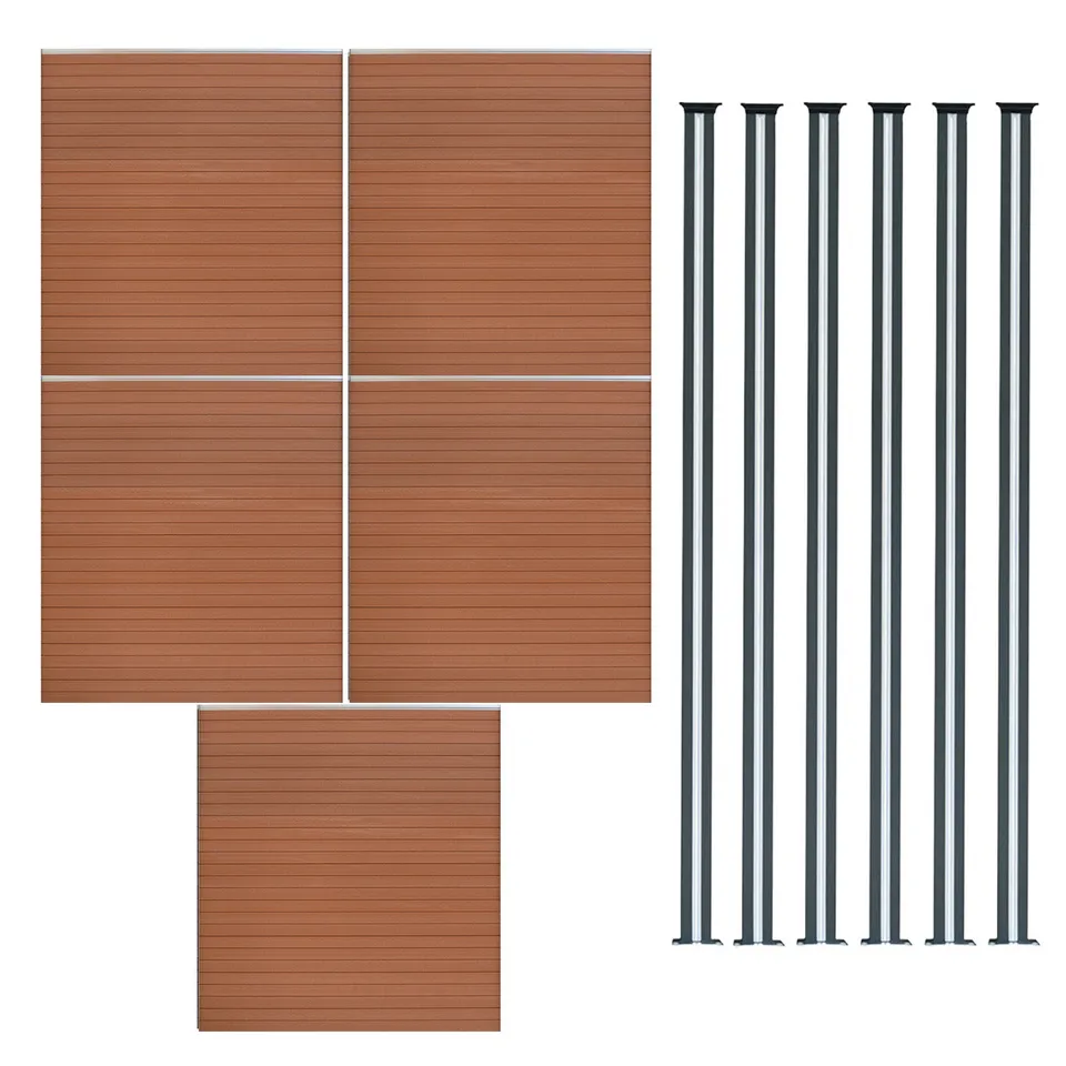 Q-Rax Recinzione 5 Pannelli+6 Pali LED Marrone