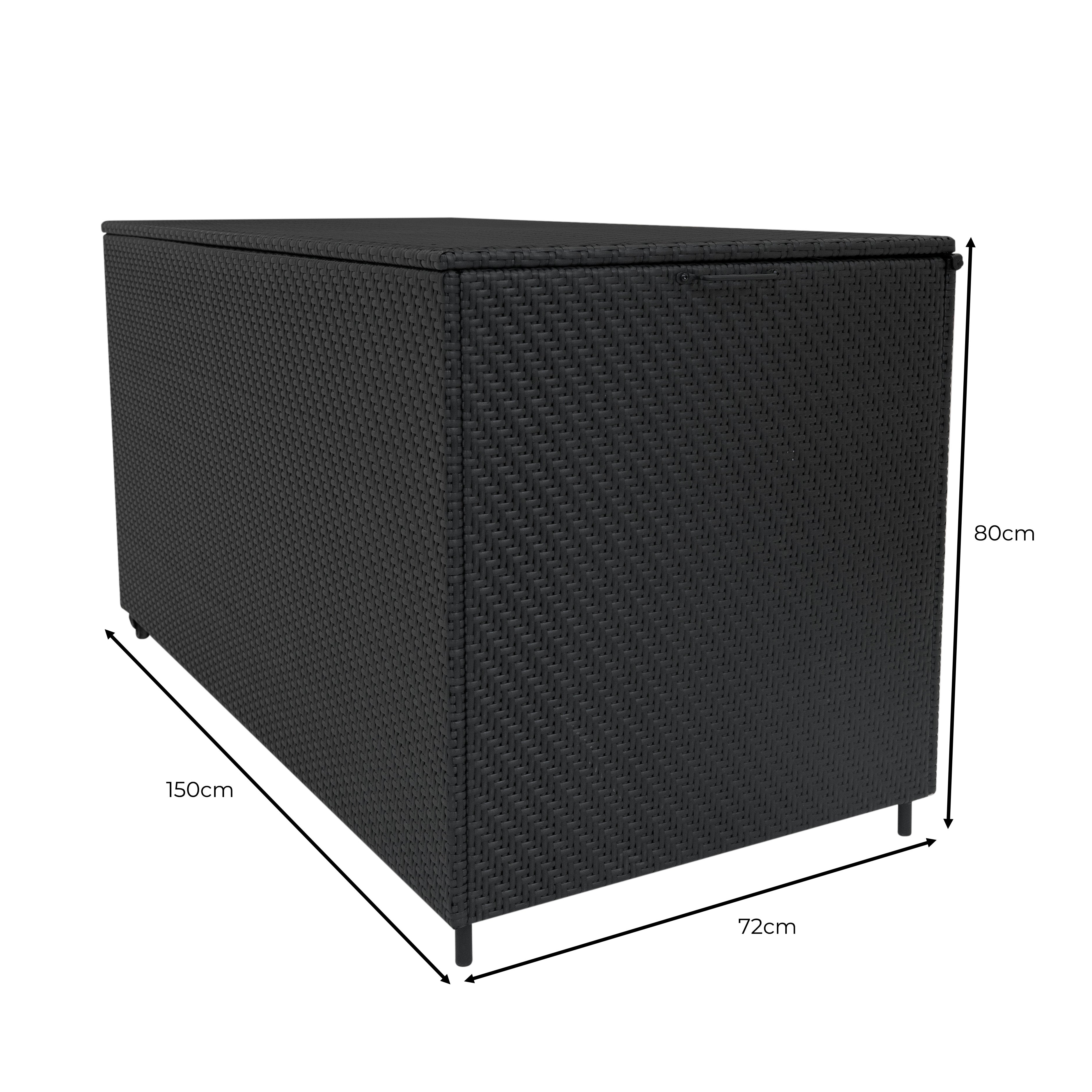 Q-Rax Set 7 pezzi divano rattan nero con baule 700L