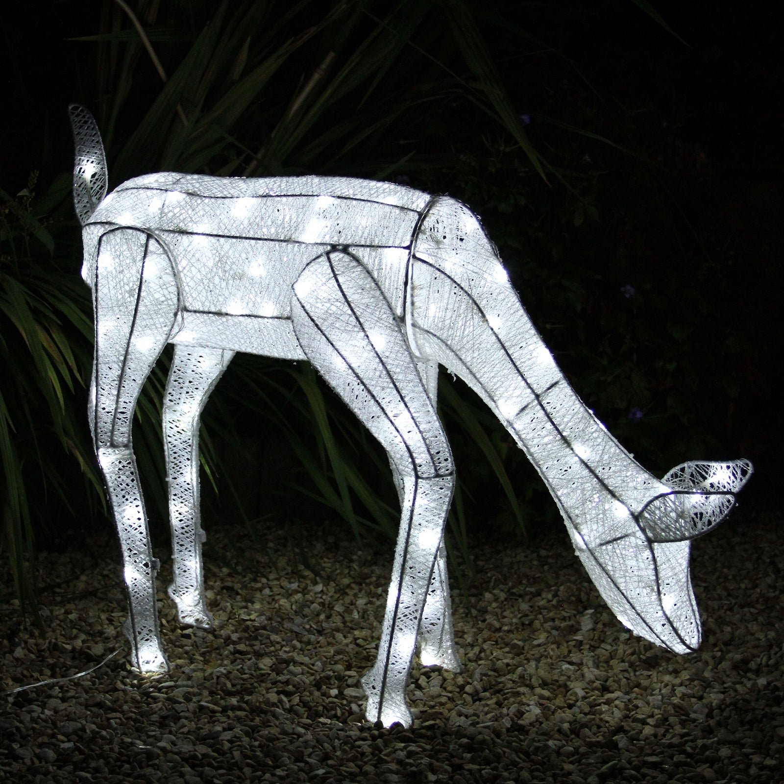 Q-Rax Renna Natale Luminosa Femmina Bianca 120 LED IP44 da Esterno