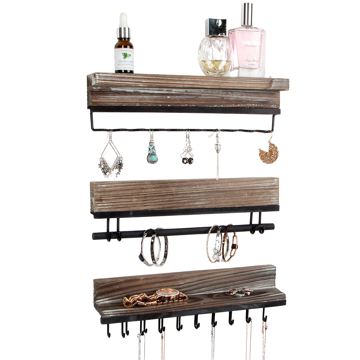 Jackcube Design Portagioie Parete Legno Rustico Set 3 Pezzi