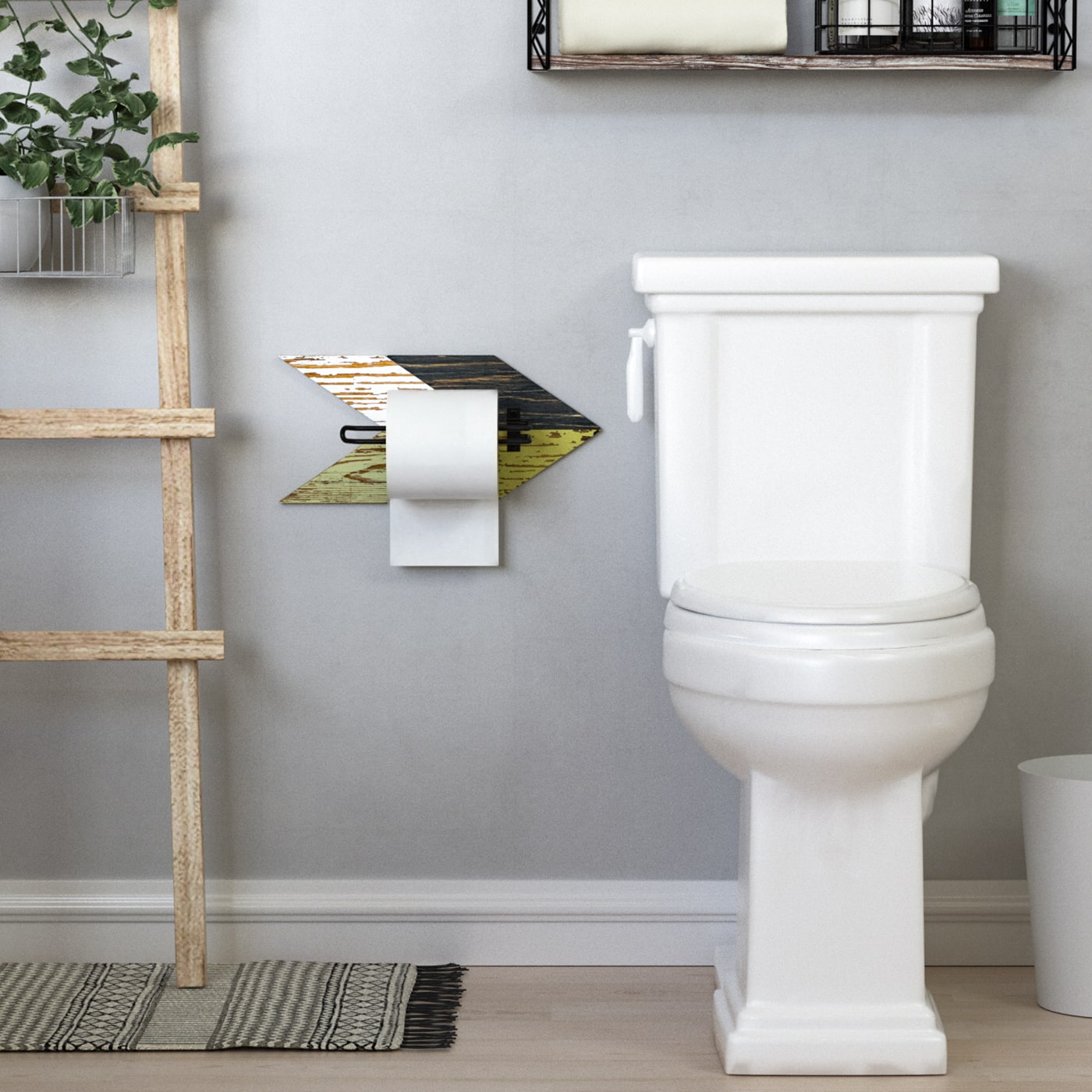 JackCube Design Bathroom Portacarta Igienica Freccia Legno 3 Pezzi