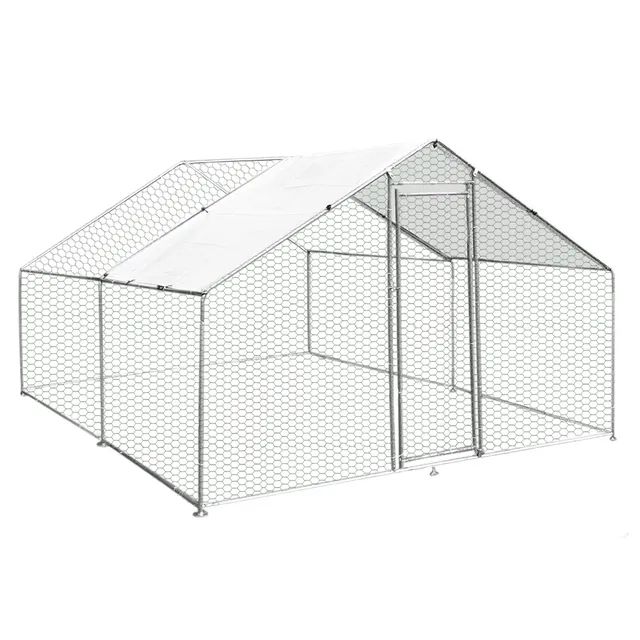 Q-Rax Recinzione Pollaio Esterno 3x4m Acciaio con Tettoia
