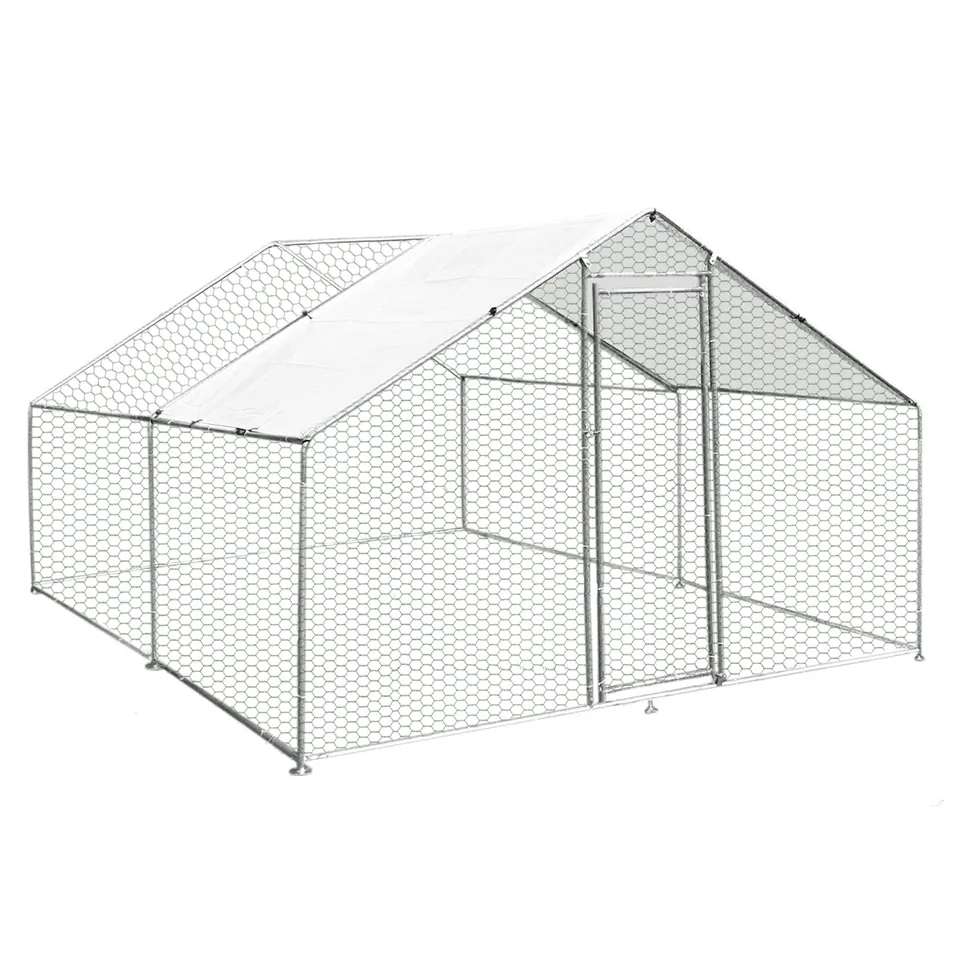 Q-Rax Recinzione Pollaio Esterno 3x4m Acciaio con Tettoia