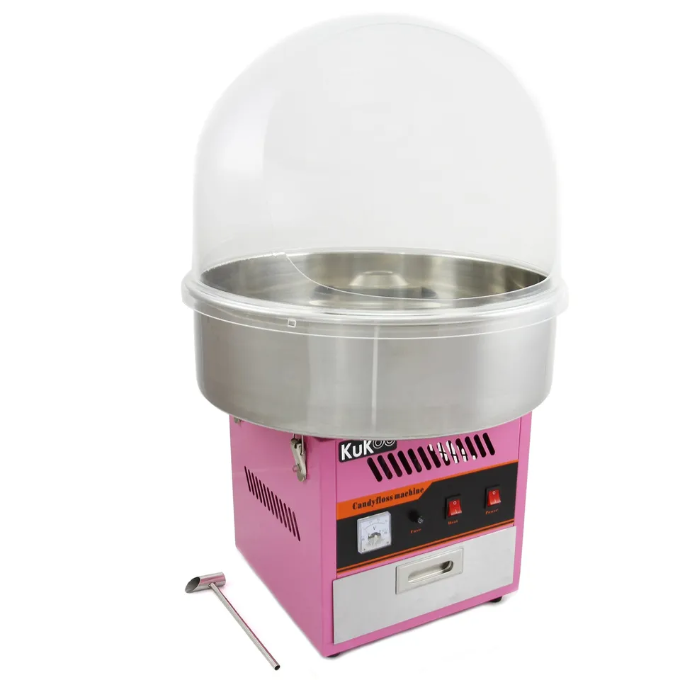 Q-Rax Macchina Zucchero Filato Cupola 50 cm Rosa 600 Stecche