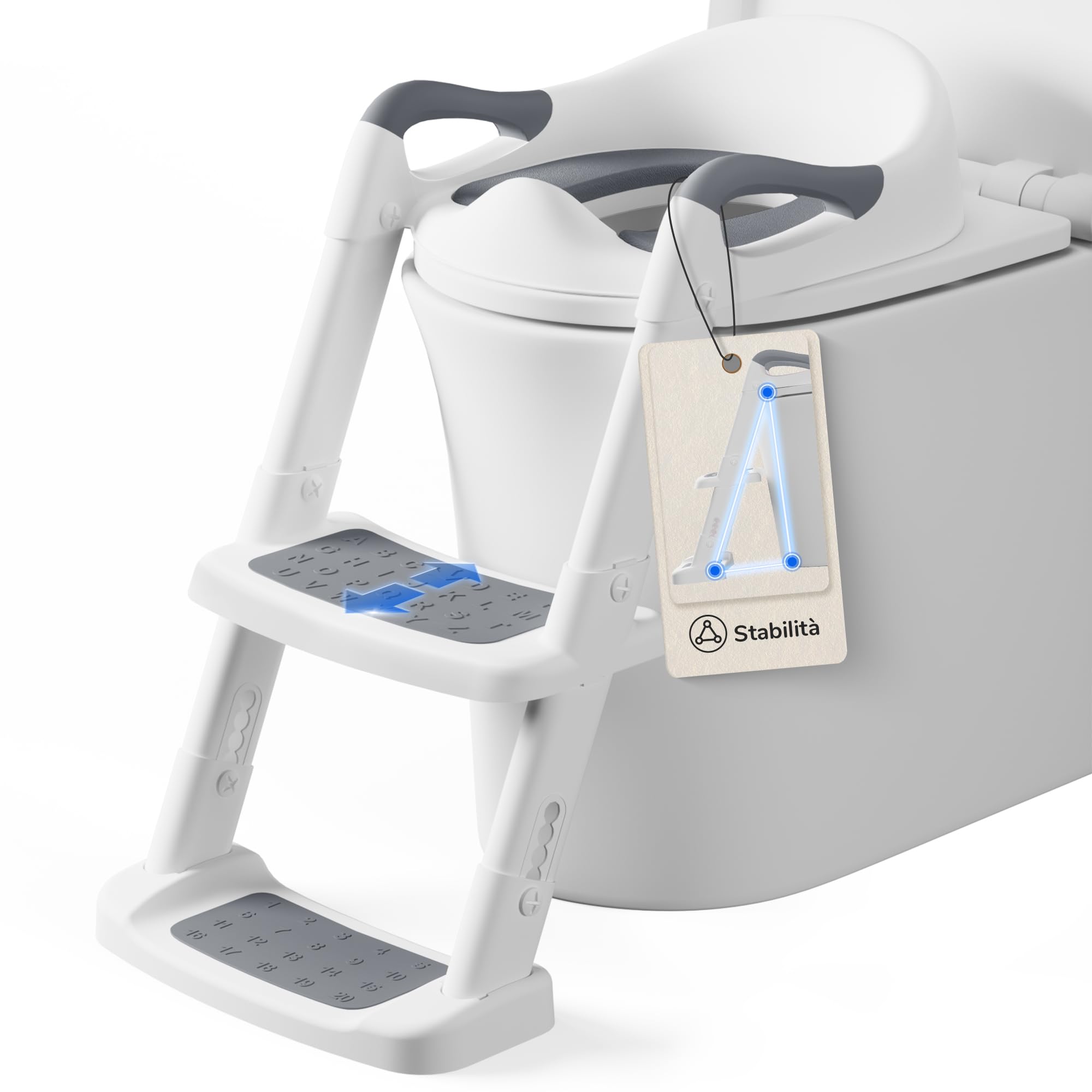 DEANIC Riduttori WC per Bambini con scaletta grigio morbido