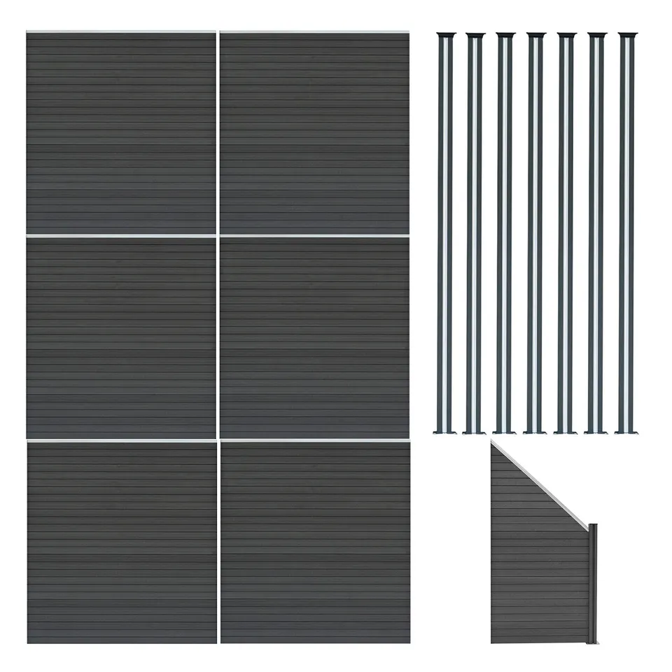 Q-Rax Recinzione Grigia 6 Pannelli 185 cm con Pali LED
