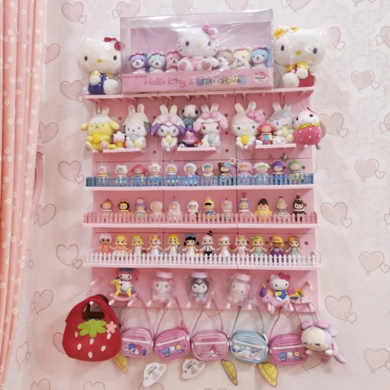 HGYZE Pioli per Pareti con Ripiani e Ganci Scaffale Rosa 4 Pezzi 22 cm