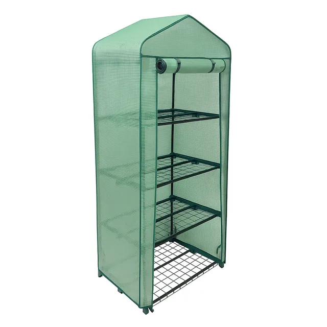 Q-Rax Deposito all'Aperto Mini Serra PE 69x49x162cm 4 Ripiani