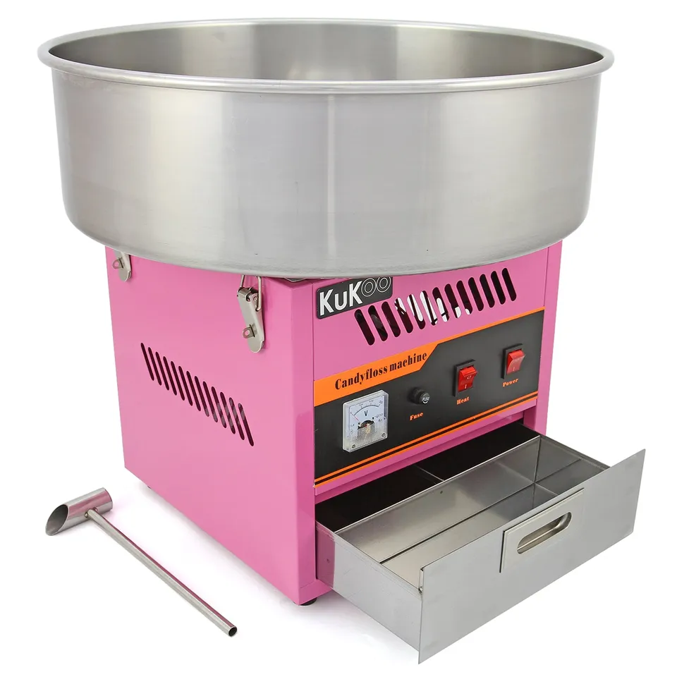 Q-Rax Macchina Zucchero Filato Rosa 50 cm Acciaio Inox Retrò