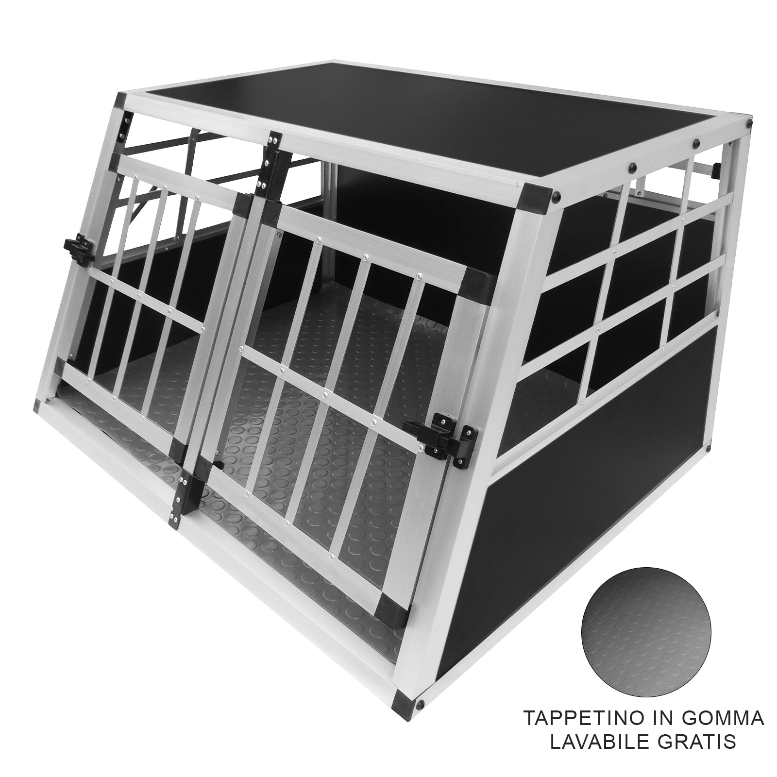 Q-Rax Gabbia Cani Auto Doppia Media Trasportino Alluminio 89 cm