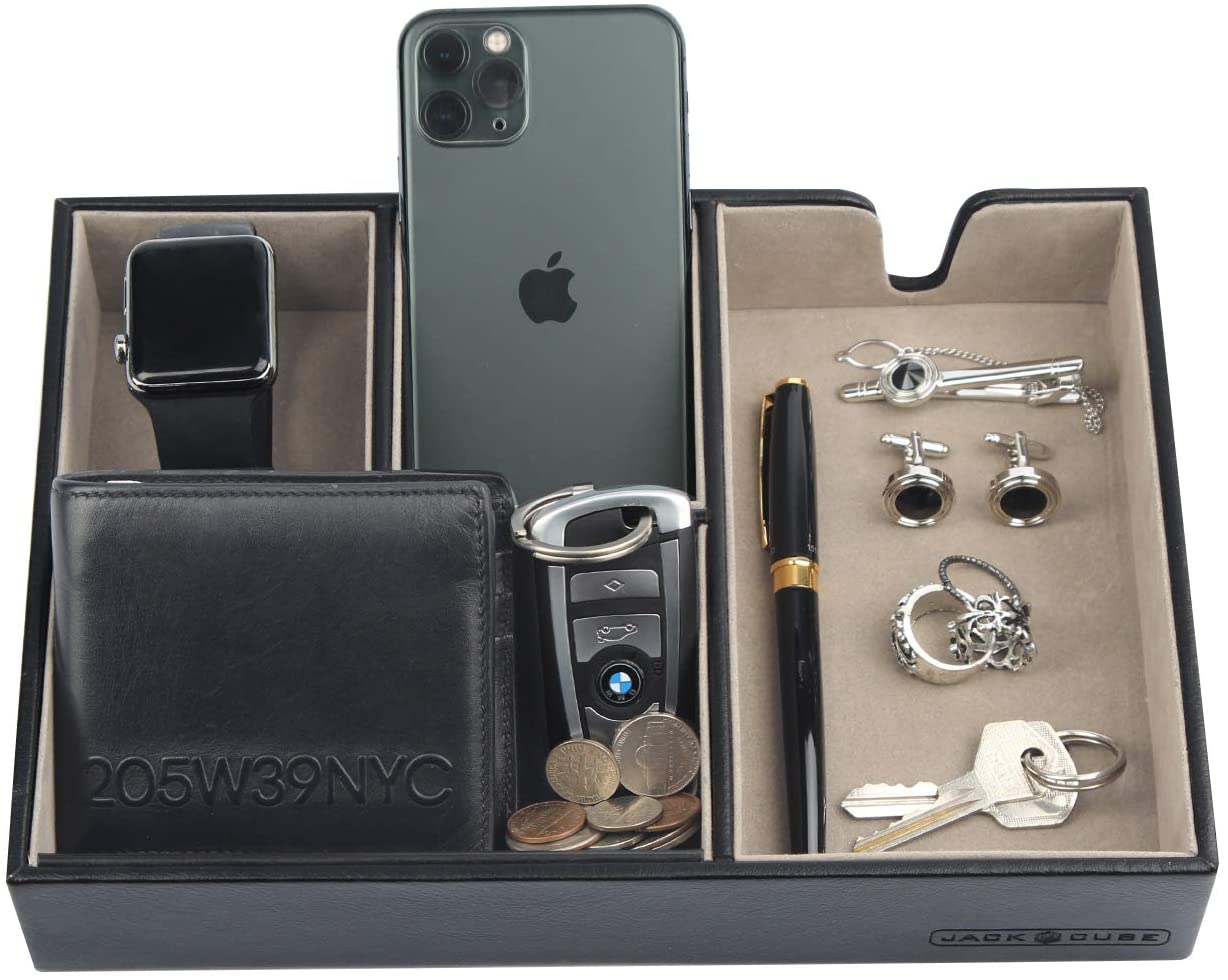 Jackcube Design Dressroom Vassoio Svuotatasche Pelle Nero 4 Scomparti