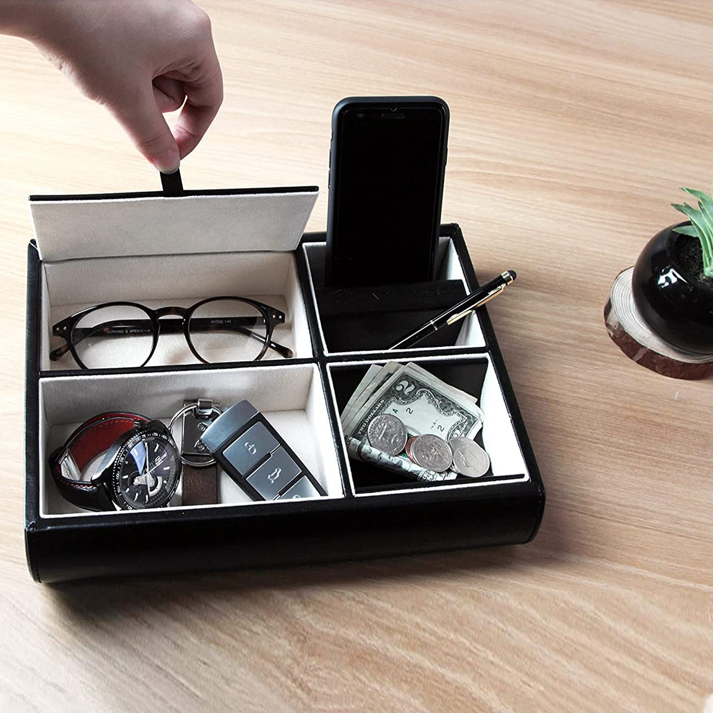 Jackcube Design Dressroom vassoio svuotatasche nero pelle ricarica