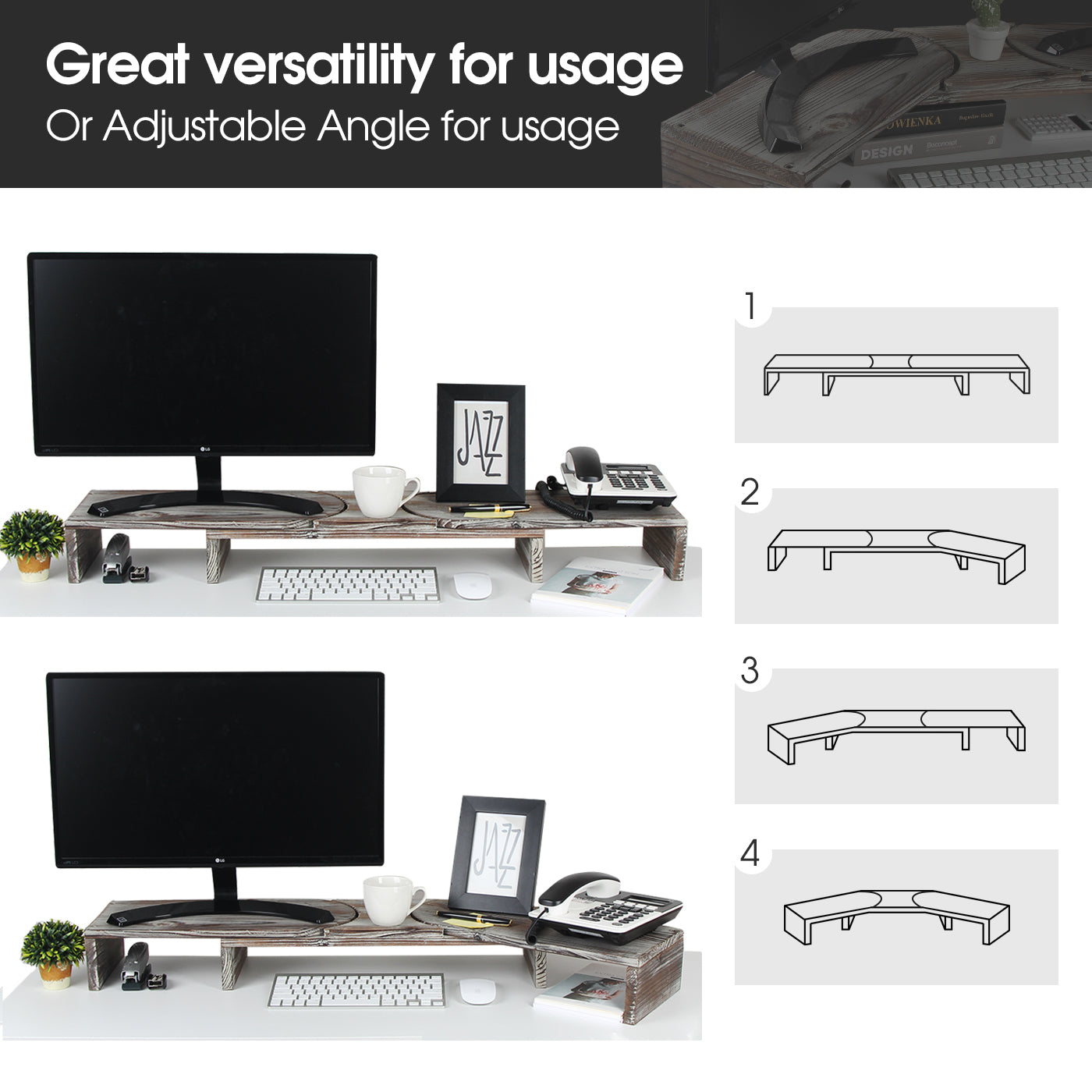 Jackcube Design Home Office Supporto Monitor Doppio Legno