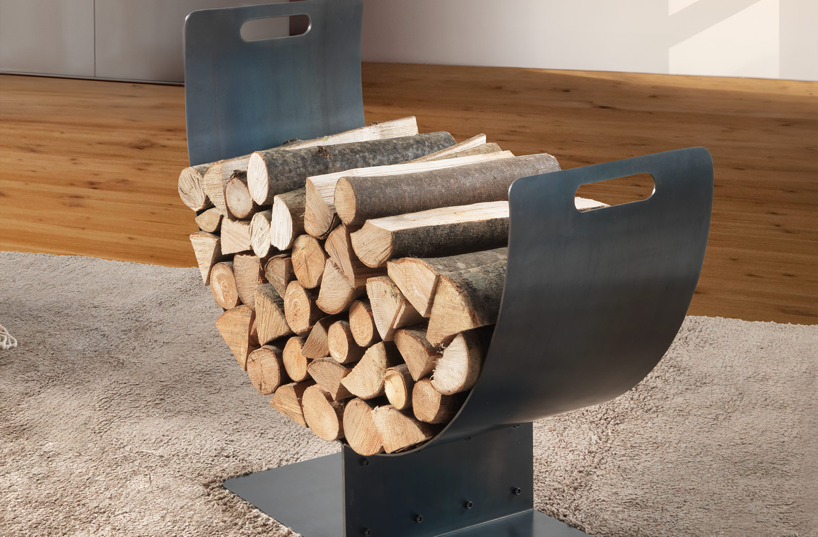 Siderio Fiamma Portalegna Acciaio Pezzo Unico Camino