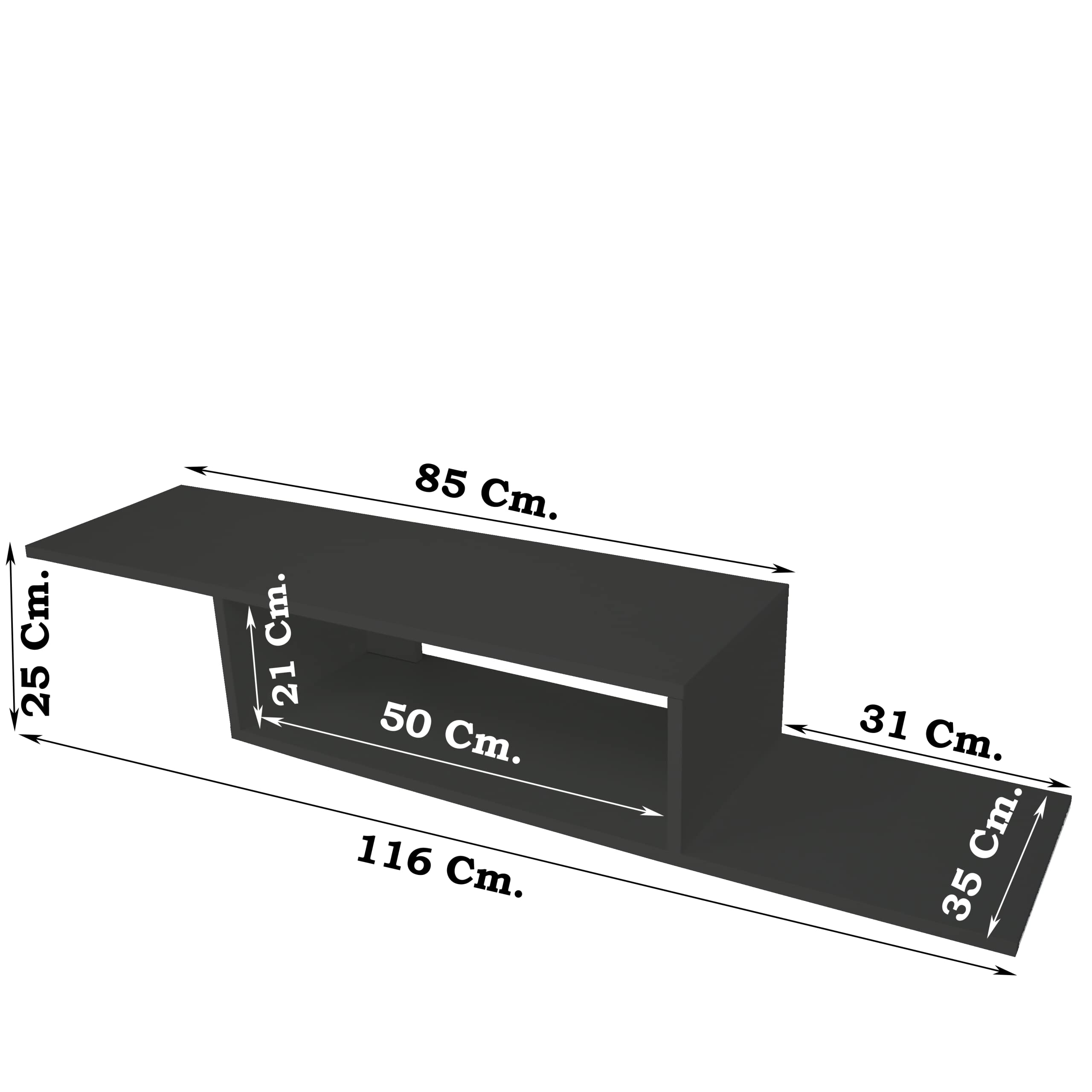 Henor Z25 Mobile Sospeso 116 cm Grafite TV Ingresso 130 kg