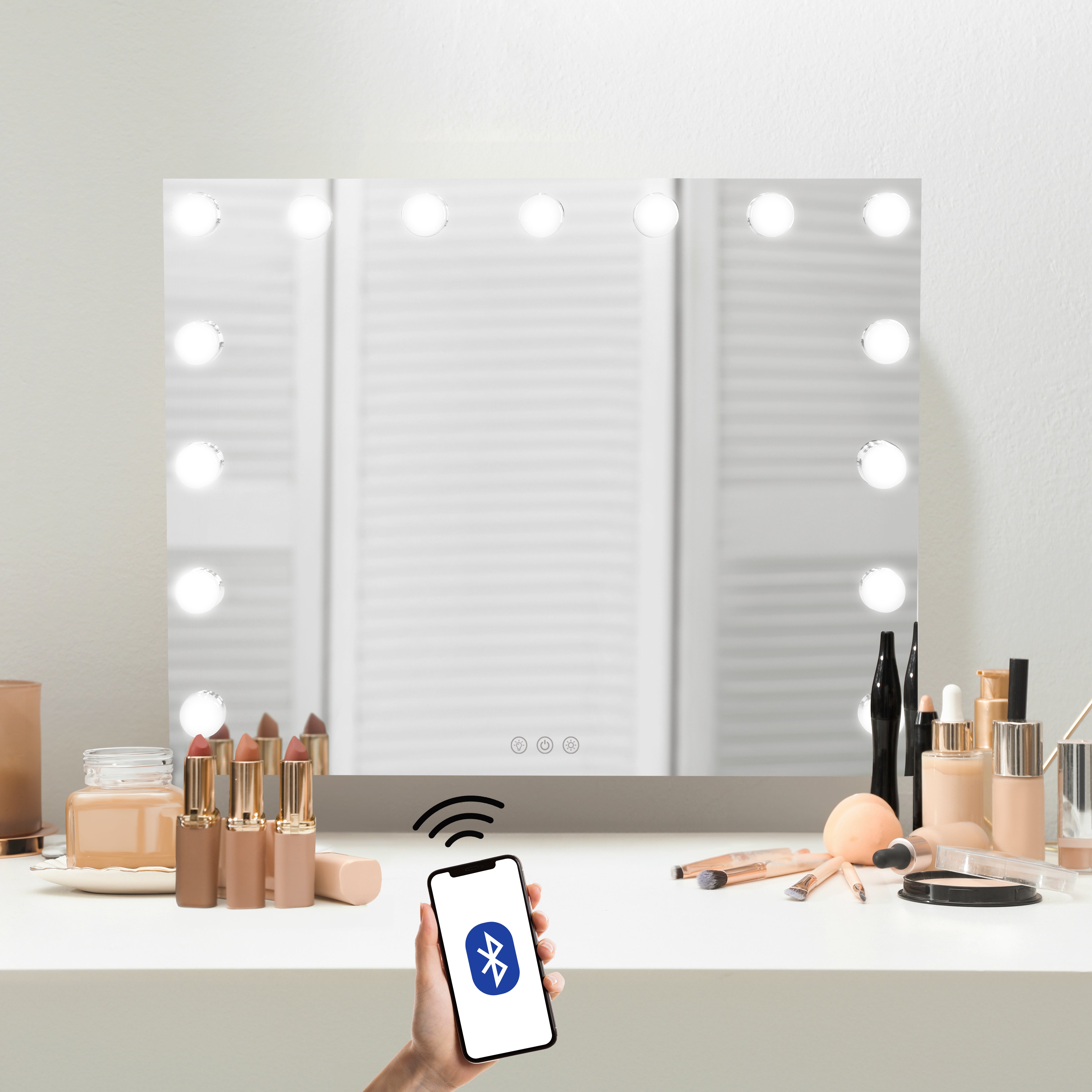 Q-Rax Specchio LED Bluetooth specchio trucco 58x46 cm dimmerabile