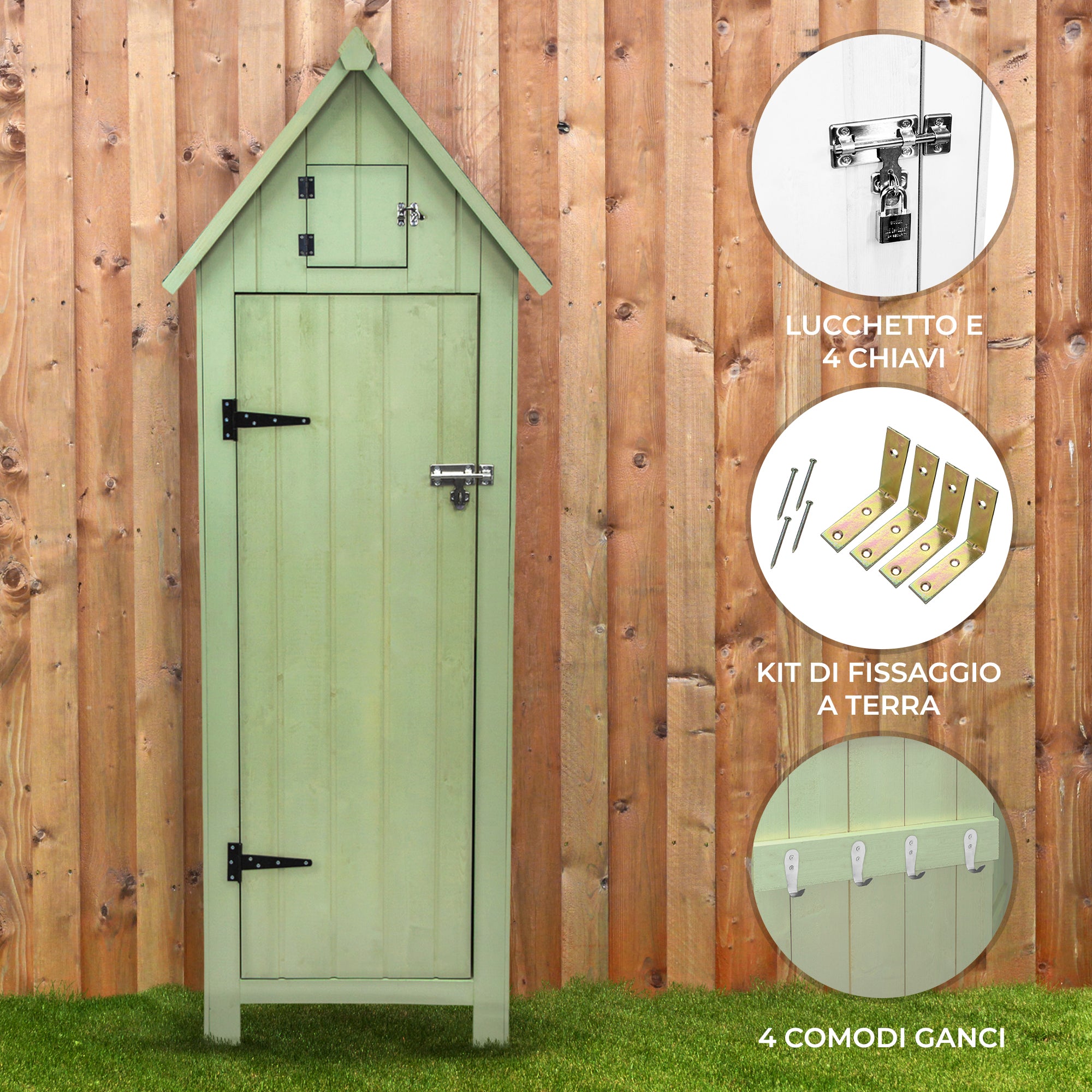Q-Rax Casette in Legno Capanno Giardino Verde salvaspazio