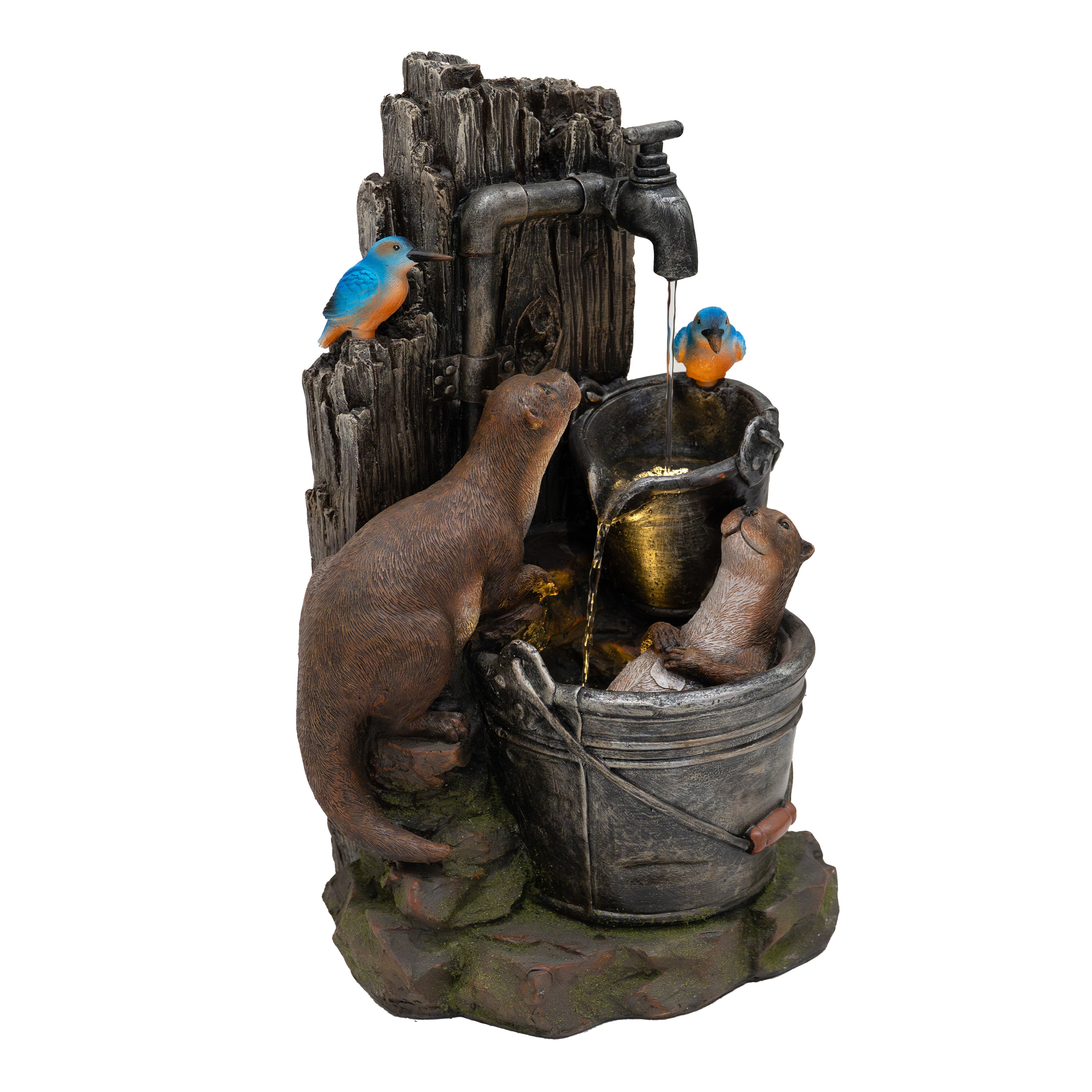 Q-Rax Otter Oasis Fontana Elettrica Giardino con LED