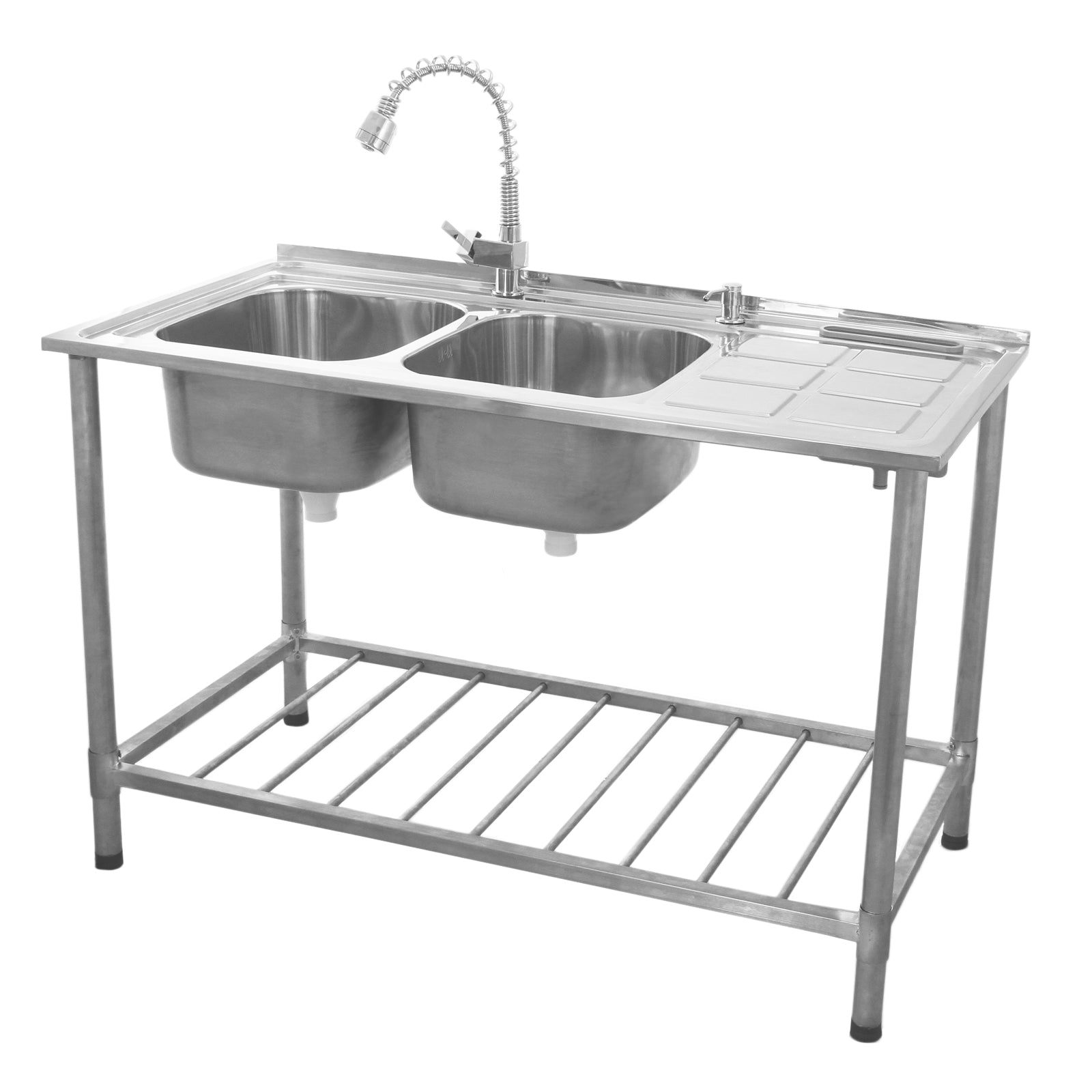 Q-Rax Lavello Doppia Vasca 120 cm sgocciolatoio destro inox