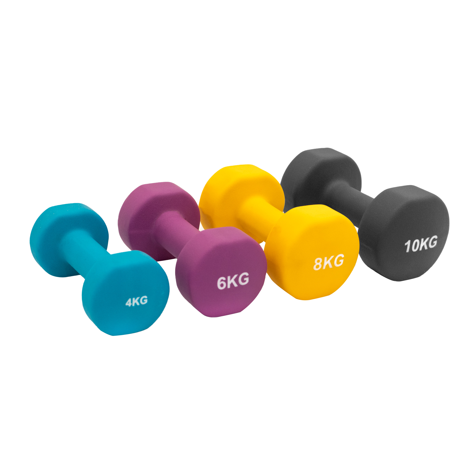 Q-Rax Allenamento Set Manubri Neoprene 4-10kg con Rack Acciaio