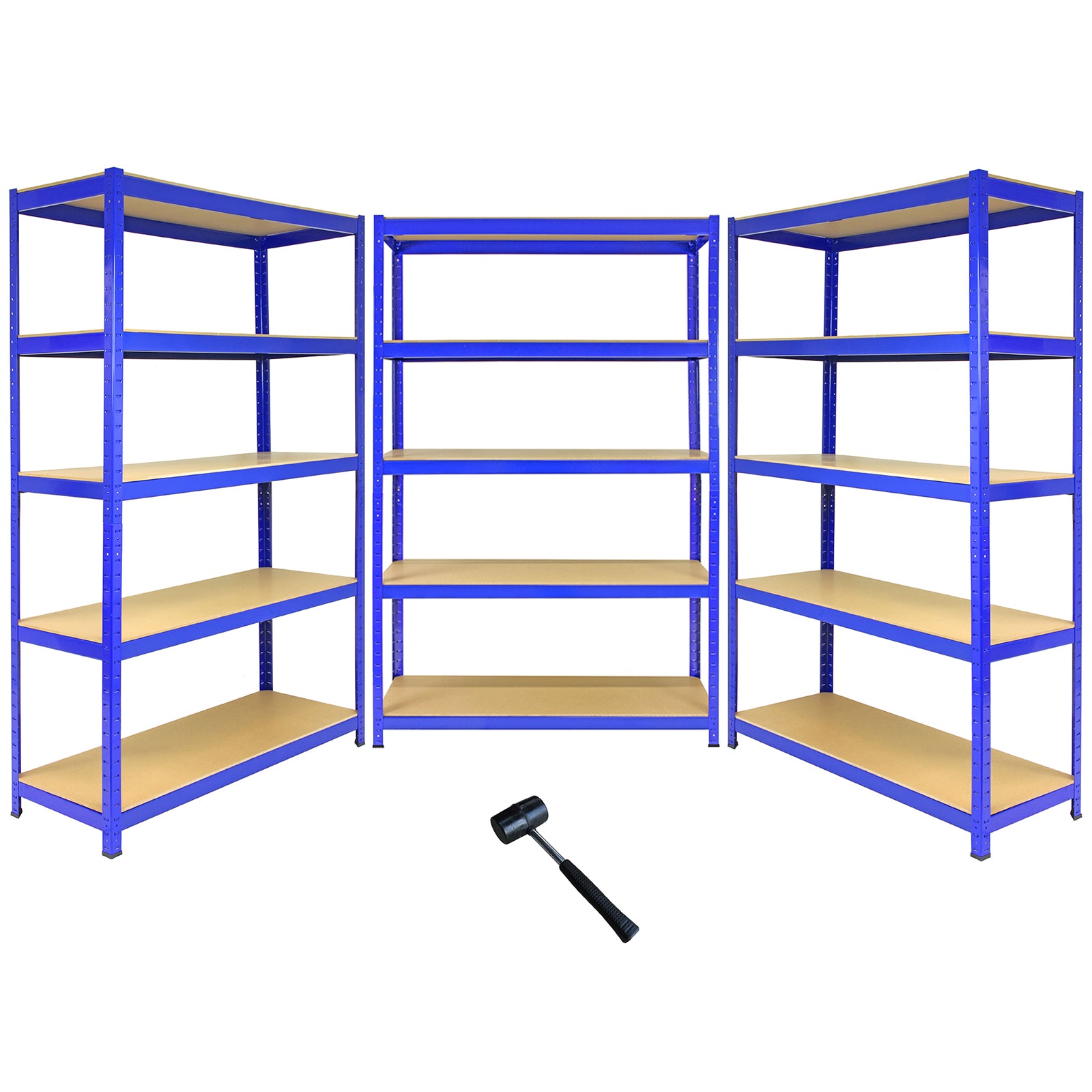 Q-Rax T-Rax Scaffale Acciaio Blu 120cm Set 3 Pezzi 5 Ripiani