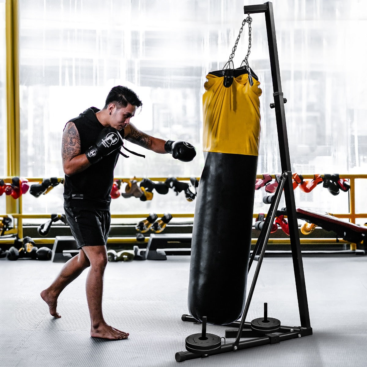 Q-Rax Supporto Sacco Boxe Pieghevole 68kg Nero