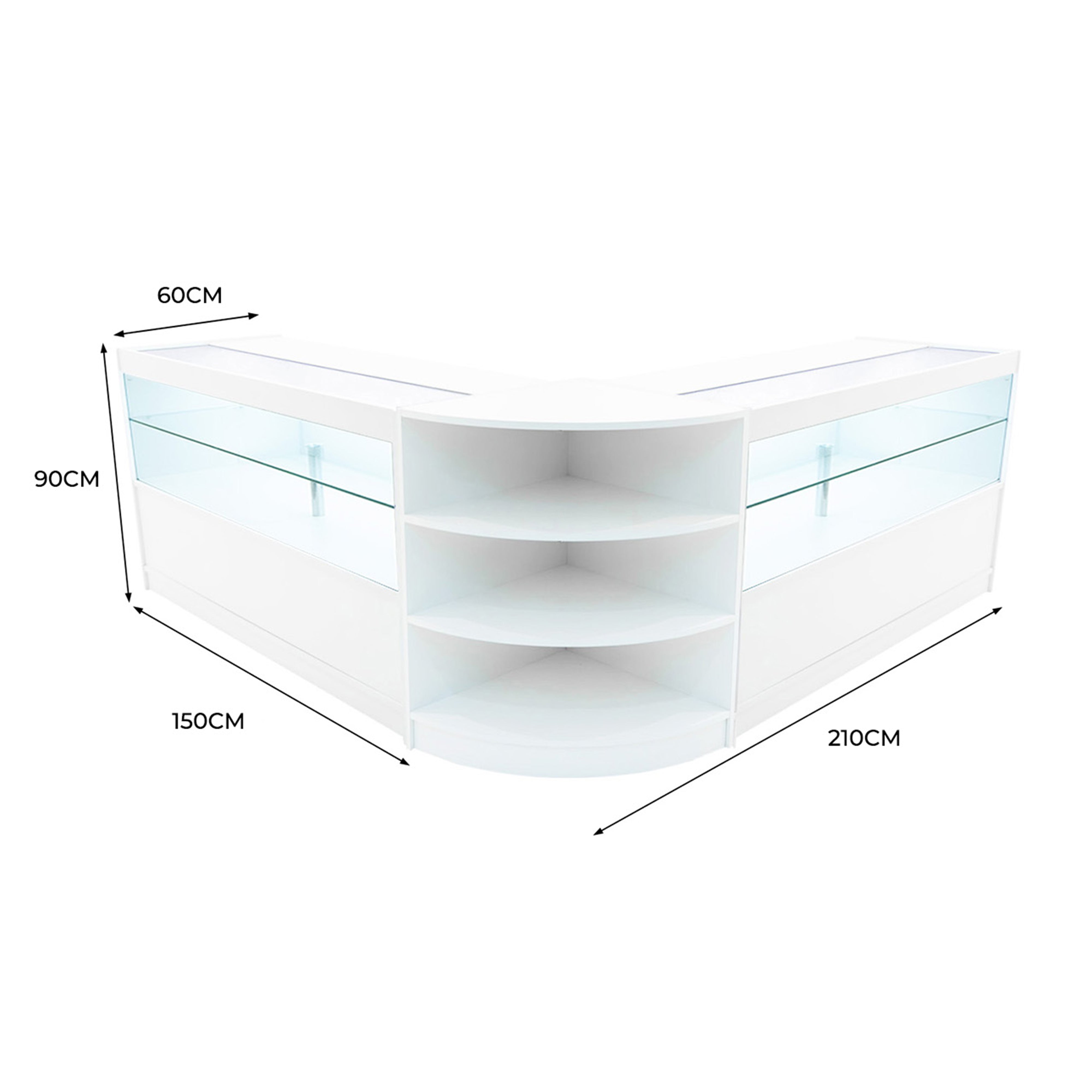 Q-Rax Andromeda C1500x2 LM60 Bancone Negozio Bianco LED