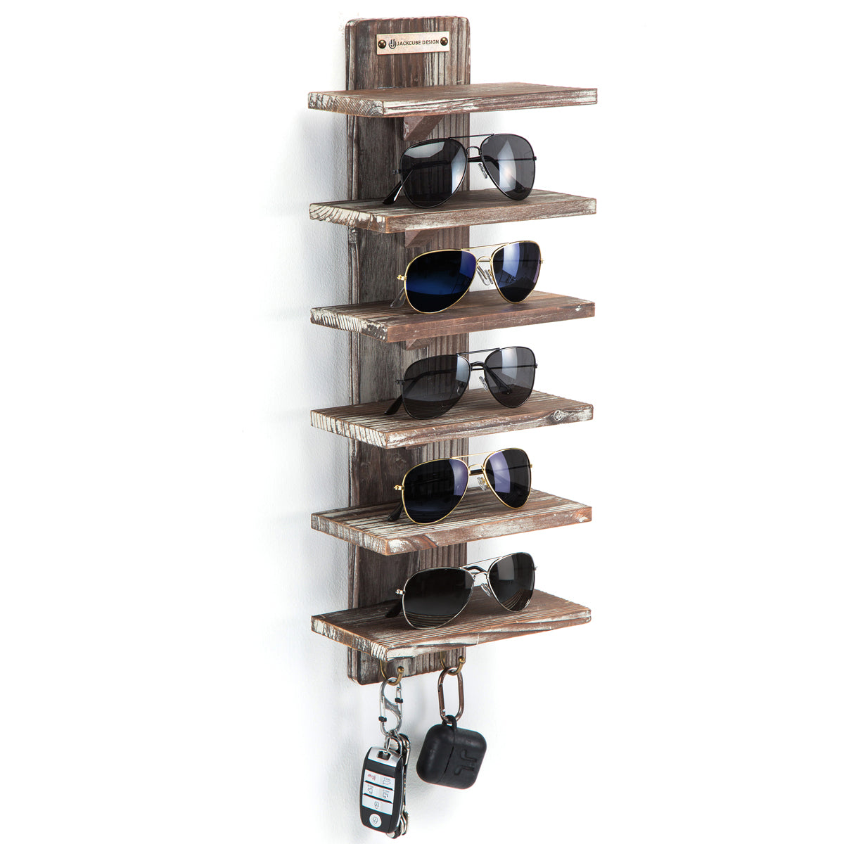 Jackcube Design Porta Occhiali Parete Legno 6 Ripiani 2 Ganci