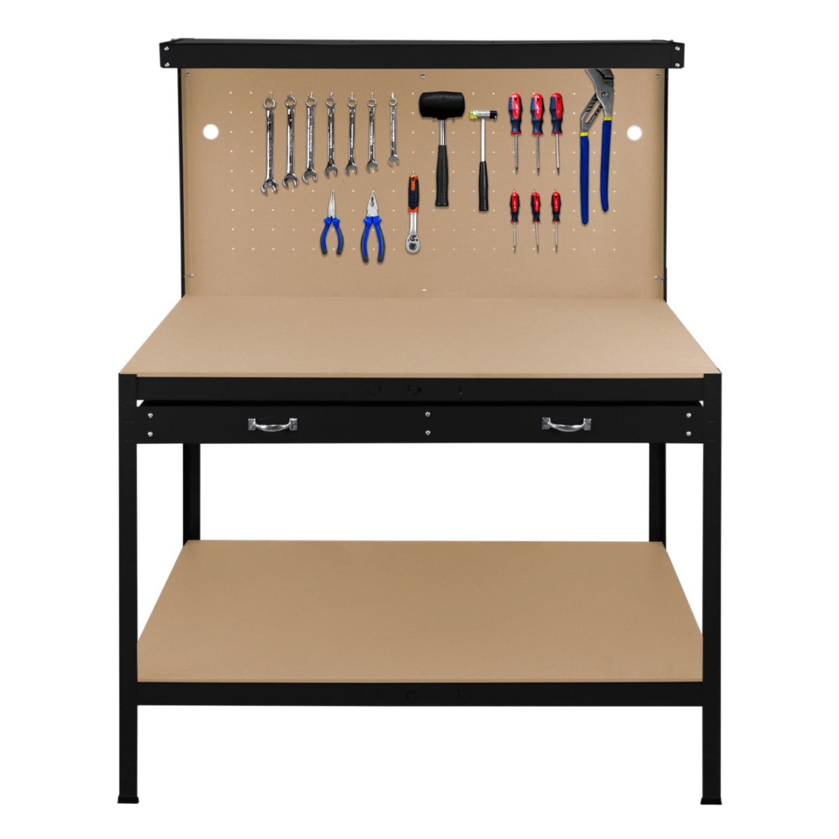 Q-Rax Banchi da Lavoro 120cm Banco Nero con Luce e Cassetto