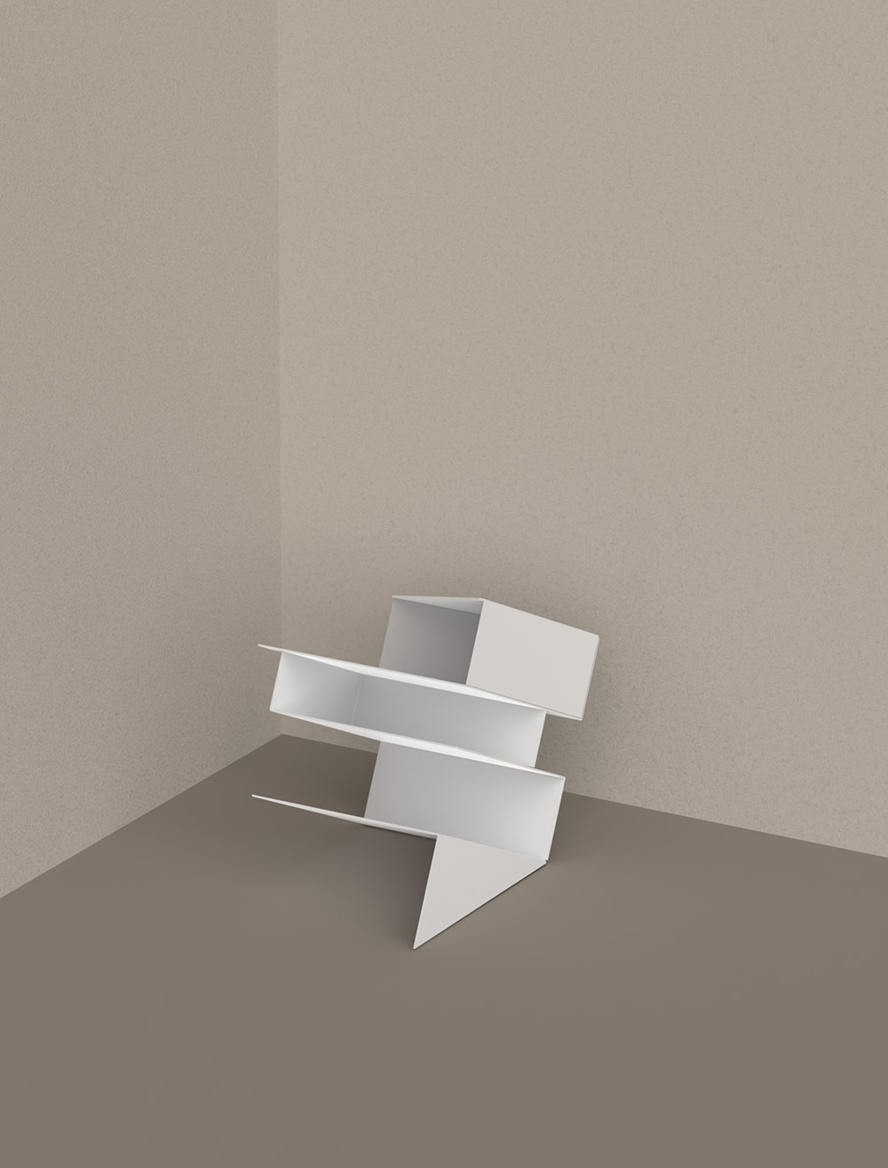 Siderio Origami portariviste in lamiera design piegato