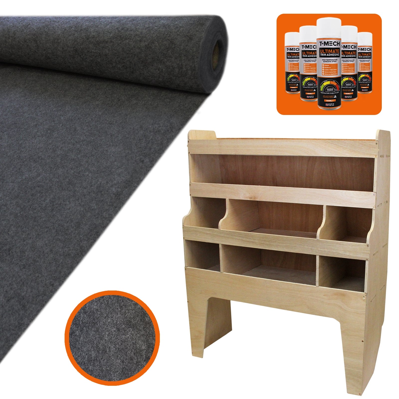 Q-Rax Scaffale Furgone VW Transporter + Moquette Grigia