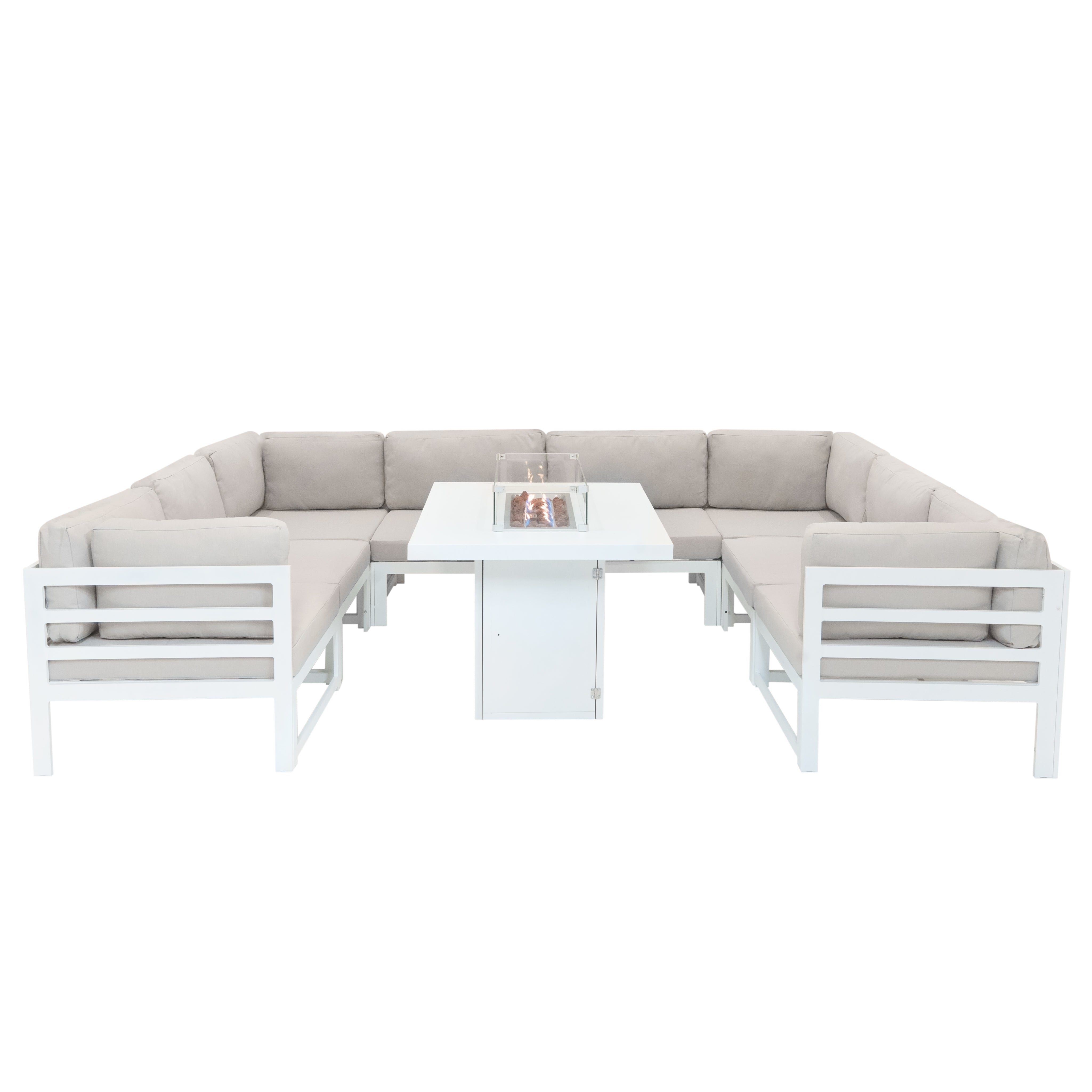 Q-Rax Set Mobili Giardino Modulare 8 Posti Bianco con Braciere