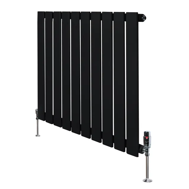 Q-Rax Radiatore Piatto 600x700 mm Nero Monocolonna Valvole