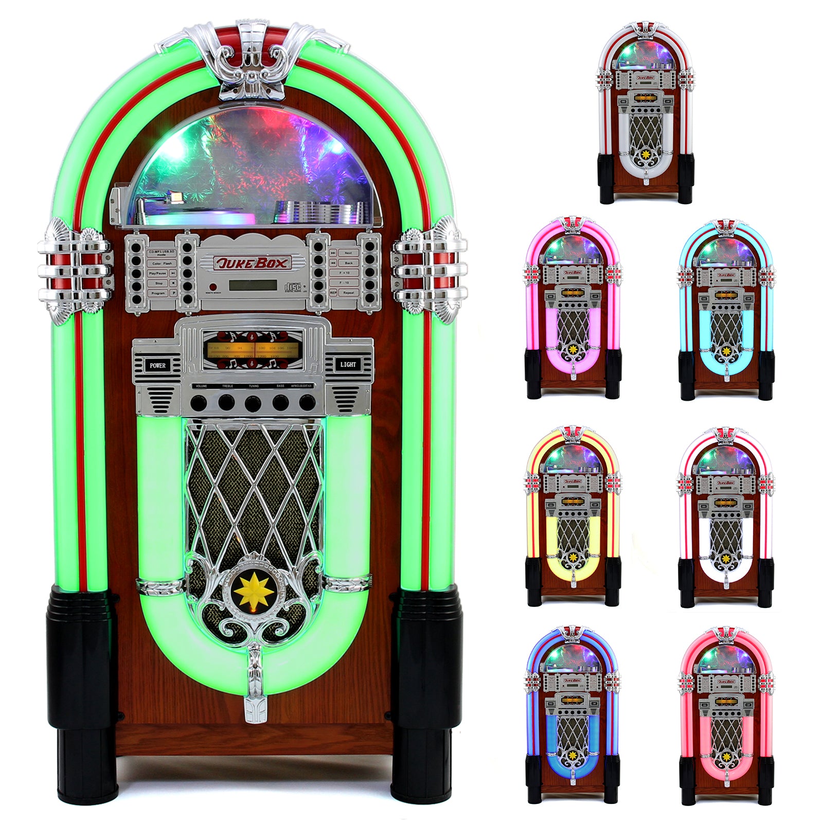 Q-Rax Jukebox Retrò Bluetooth con Porta CD 40 Slot