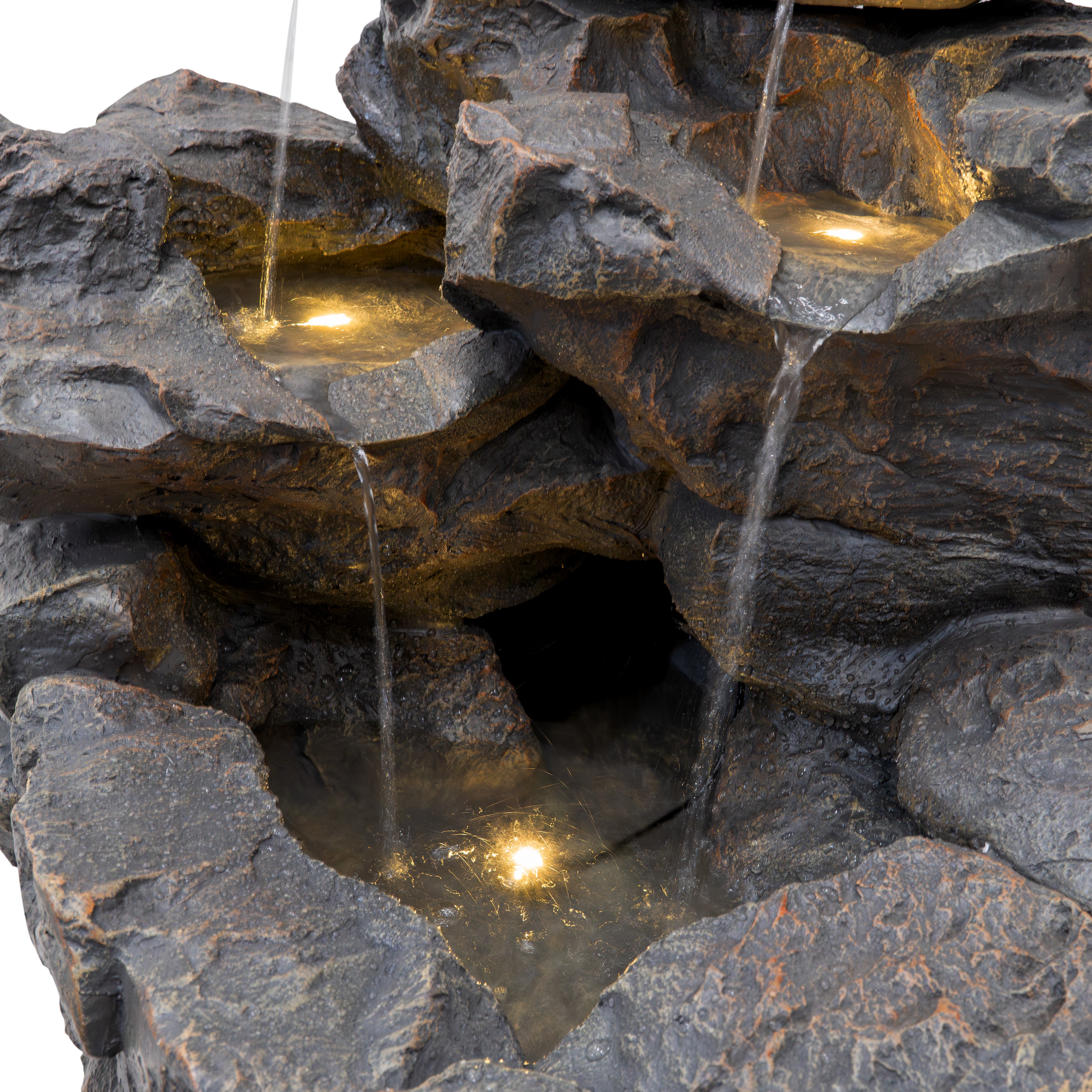 Q-Rax Rustic Rapids Fontana Elettrica Roccia LED Poliresina Esterno