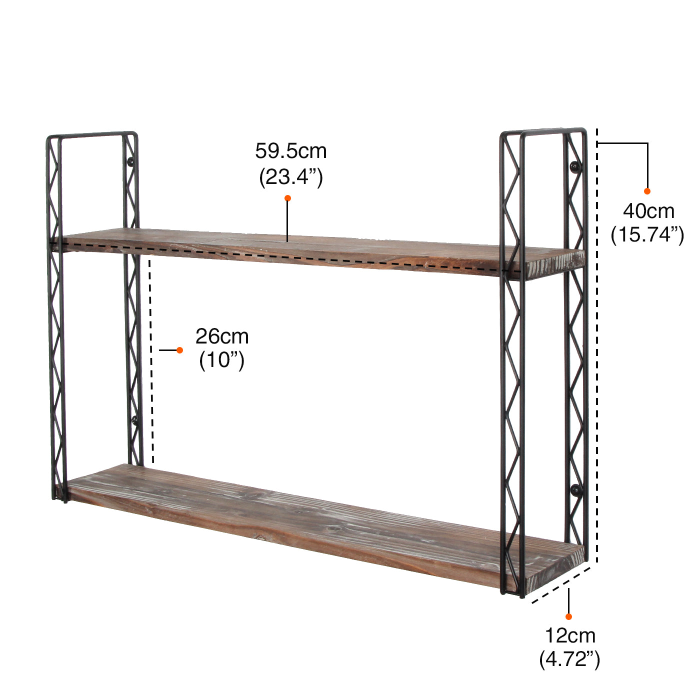 Jackcube Design Living Room Scaffale Parete Legno 2 Ripiani Metallo