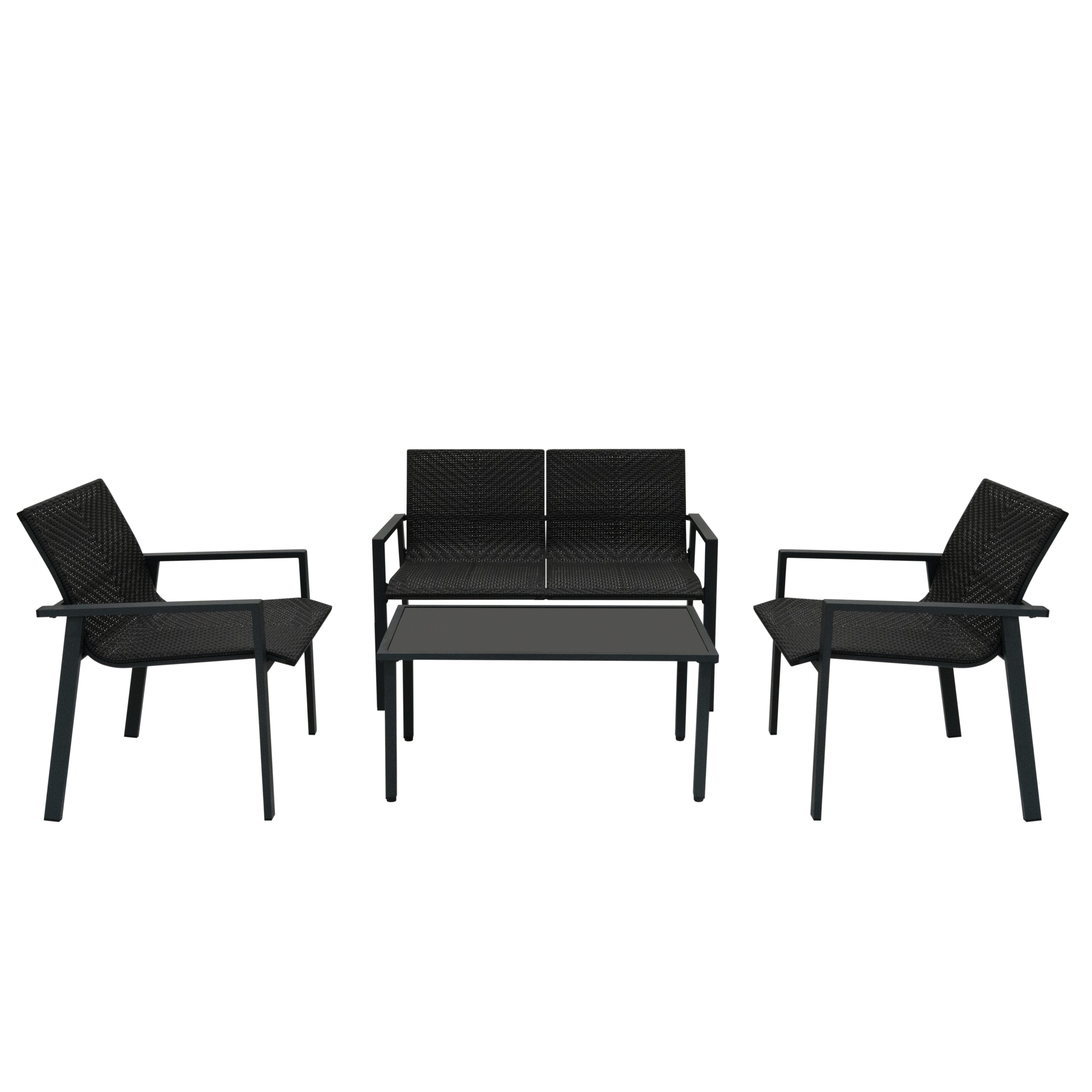 Q-Rax Mobili da Esterno Set Giardino Rattan 4 Pezzi Nero