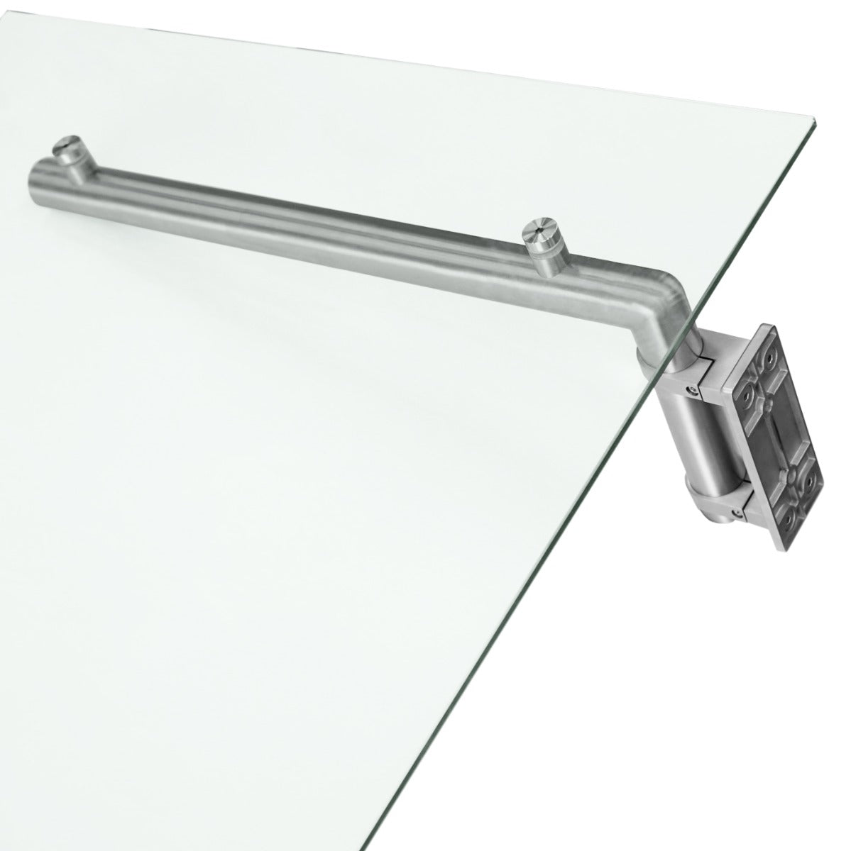Q-Rax Deposito all'Aperto Pensilina Vetro 144x80 Staffe Inox Satinato