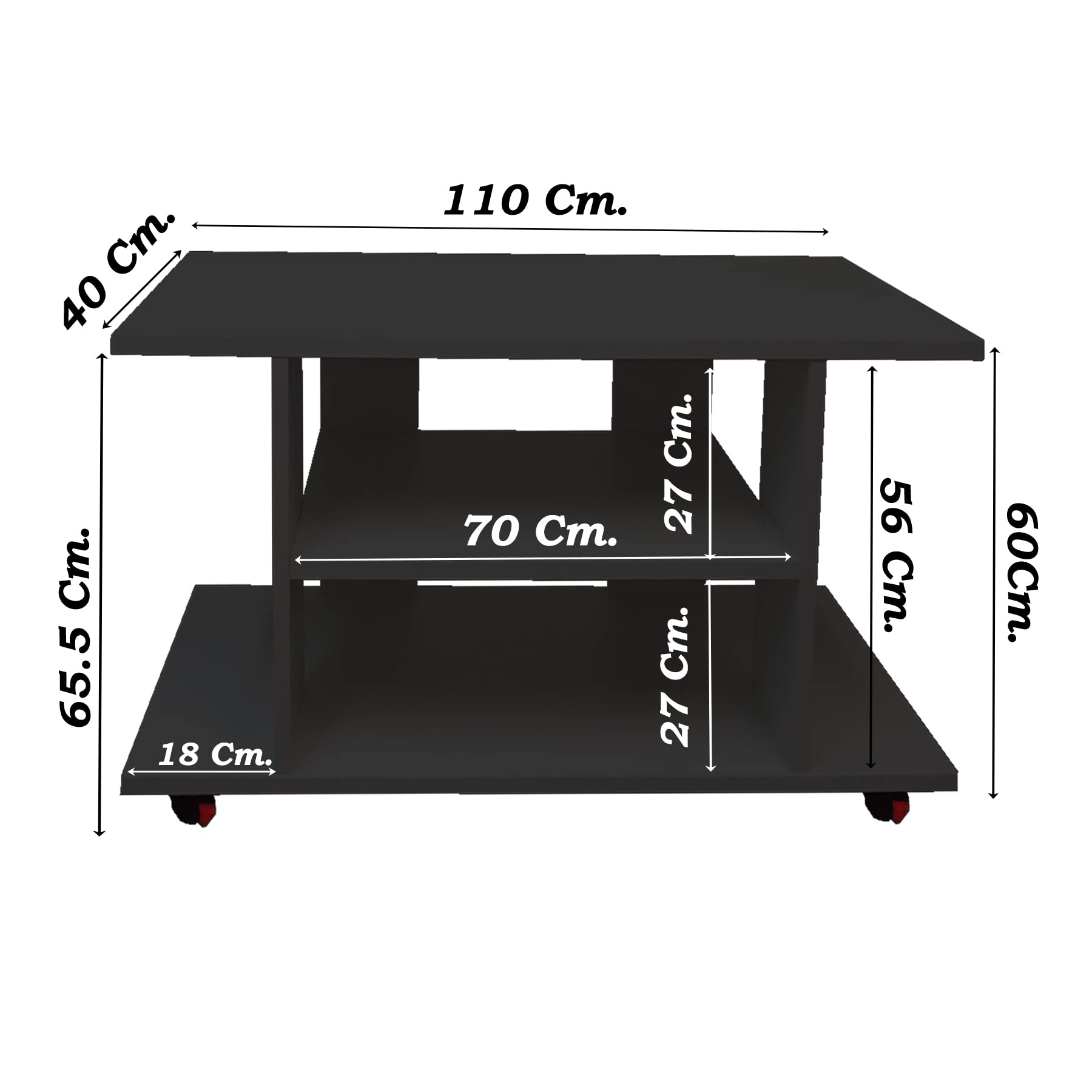 Henor Tavoli Ruote o Gambe Pilar Tavolo TV Grafite 110x40x65,5 cm