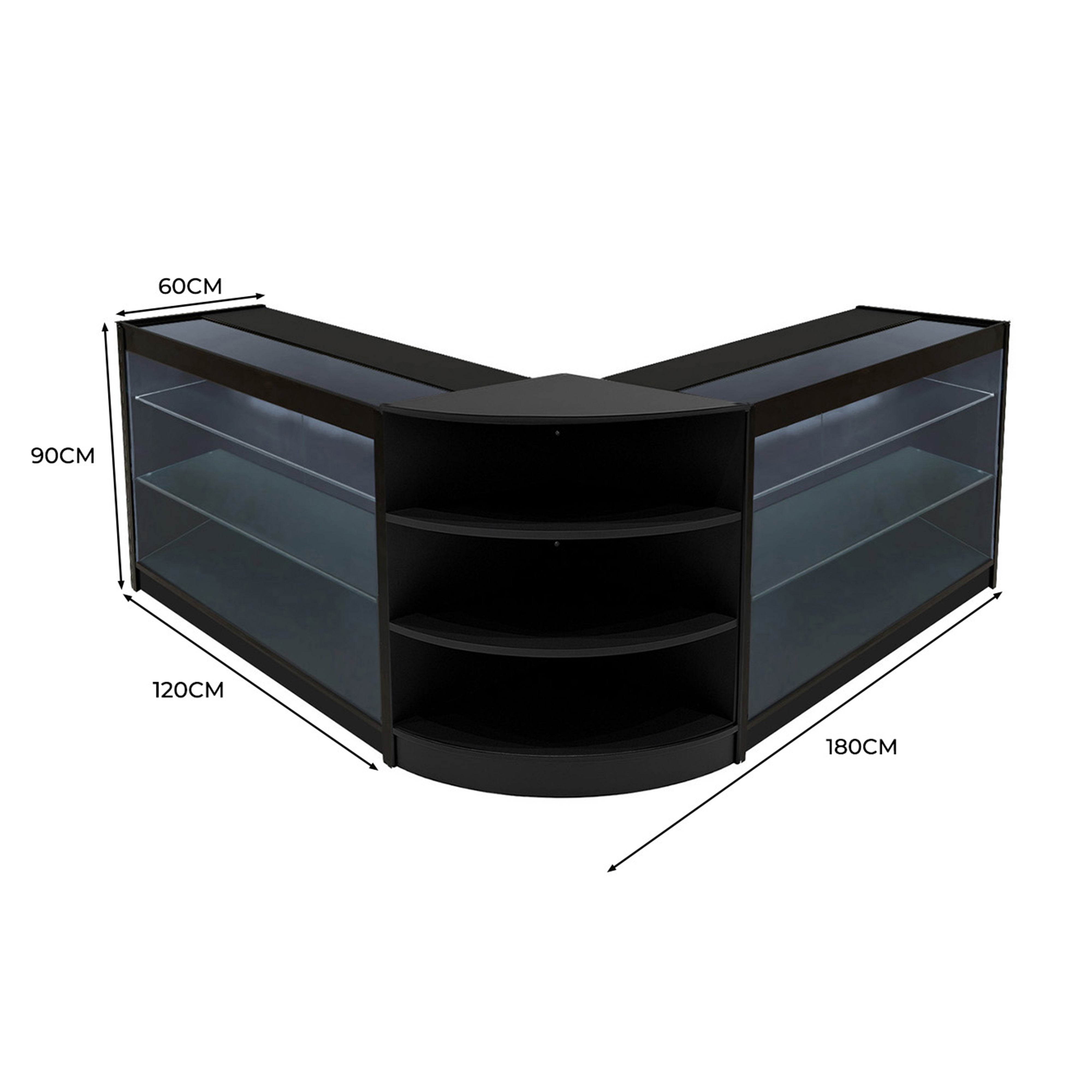 Q-Rax Apollo Set Bancone Negozio Nero LED 2x K1200+LM60