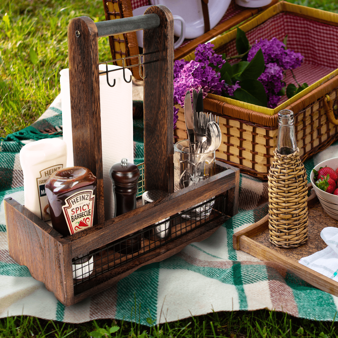 Jackcube Design Living Room caddy bbq organizer legno manici