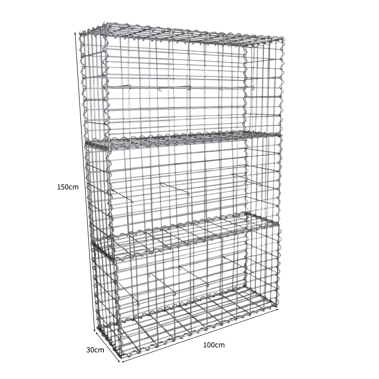 Q-Rax Deposito all'Aperto set 3 gabbioni 100x50x30 zincati