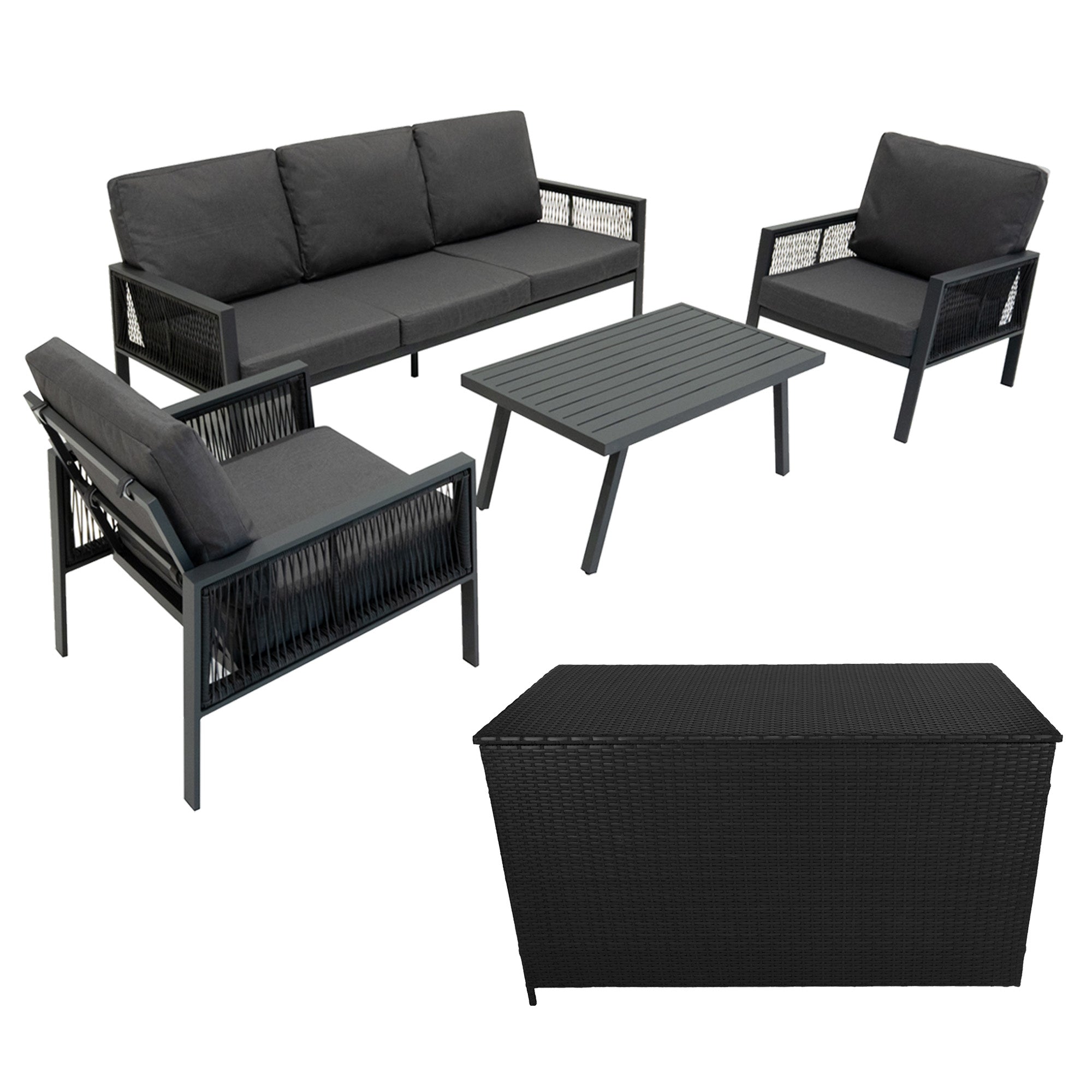 Q-Rax Set da Giardino alluminio 4 pezzi antracite cuscini