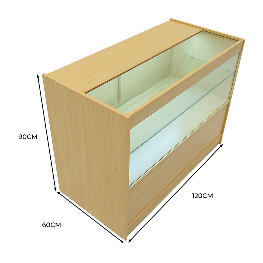 Q-Rax C1200 Bancone da Negozio LED Acero con Vetro
