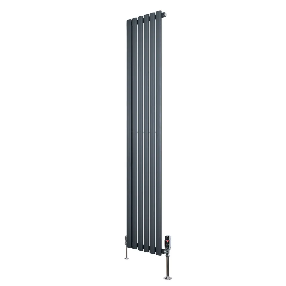 Q-Rax Radiatore Ovale Verticale 1800x360 mm Antracite Valvole