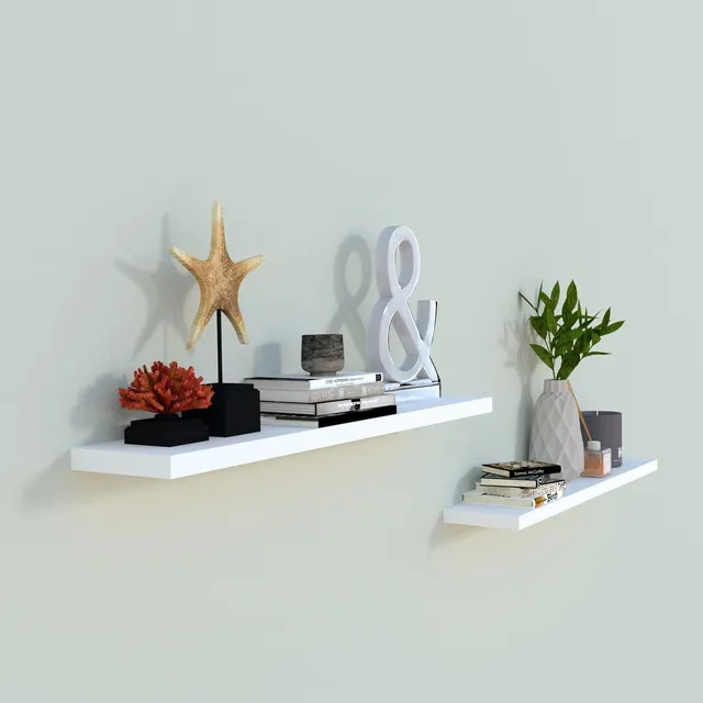 Henor Mensole 80x15 cm Set 2 Mensole parete Bianco 30 kg