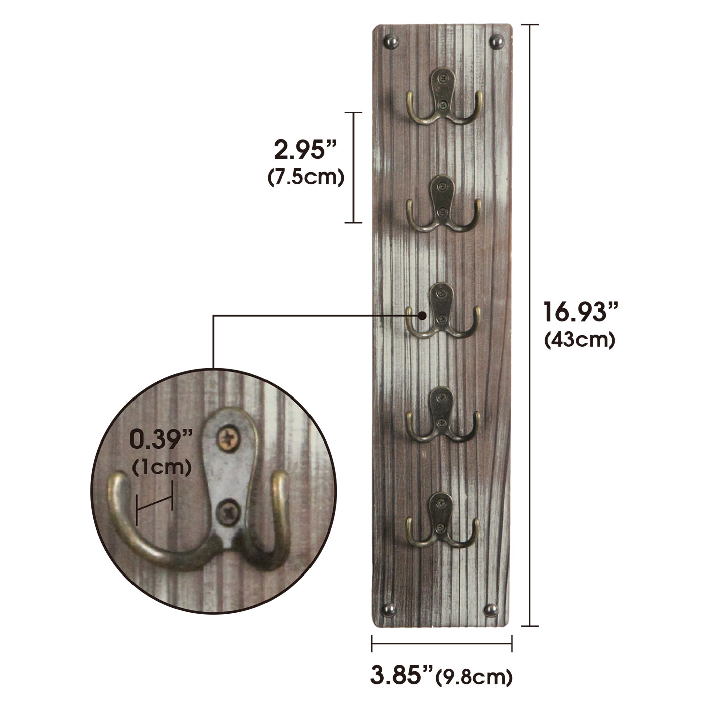 Jackcube Design Portaocchiali da Parete Legno Set 2 Pezzi 5 Ganci