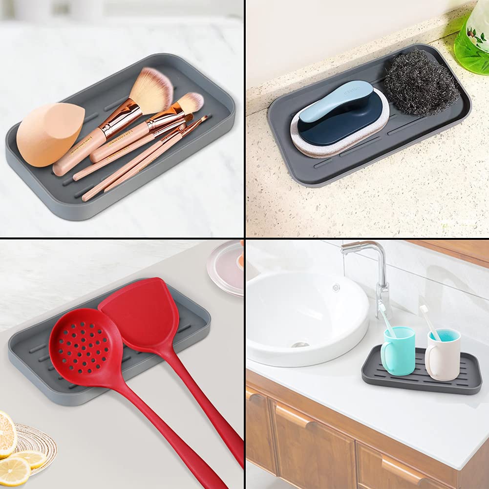 HGYZE Porta Spugna e Scolapiatti Tappetino Silicone Grigio 25,5