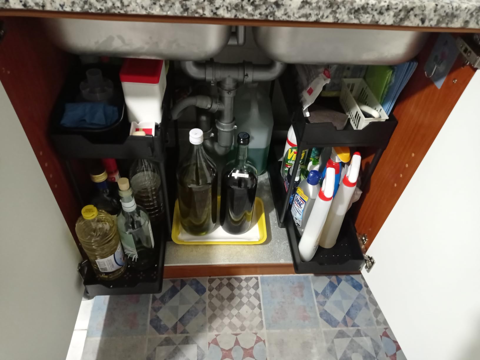 Meltrck Organizer Sottolavello 2 Pezzi Nero 2 Livelli con Ganci